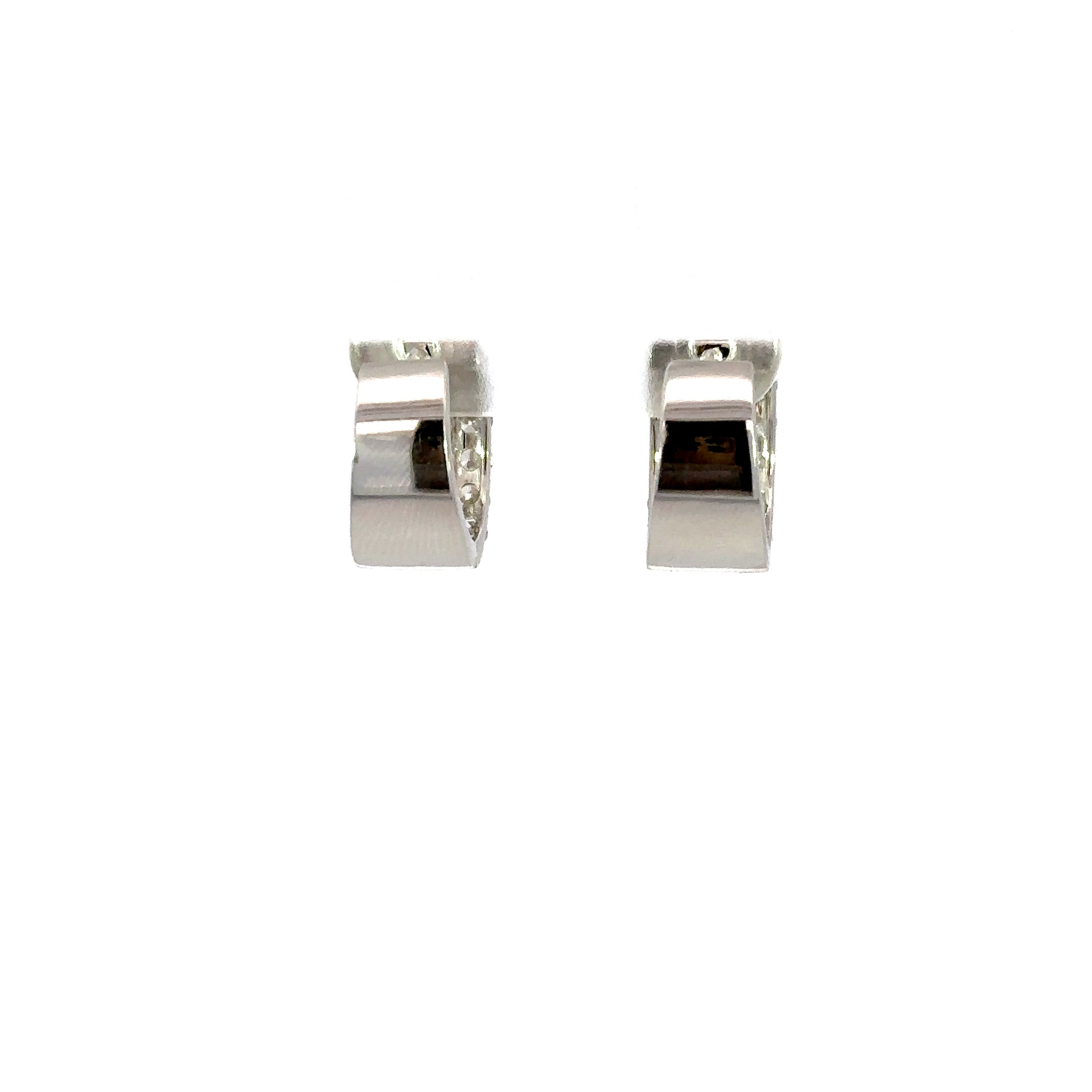 18K White Gold Diamond Huggies – Baguette & Round Diamond Earrings 2.10 Carat