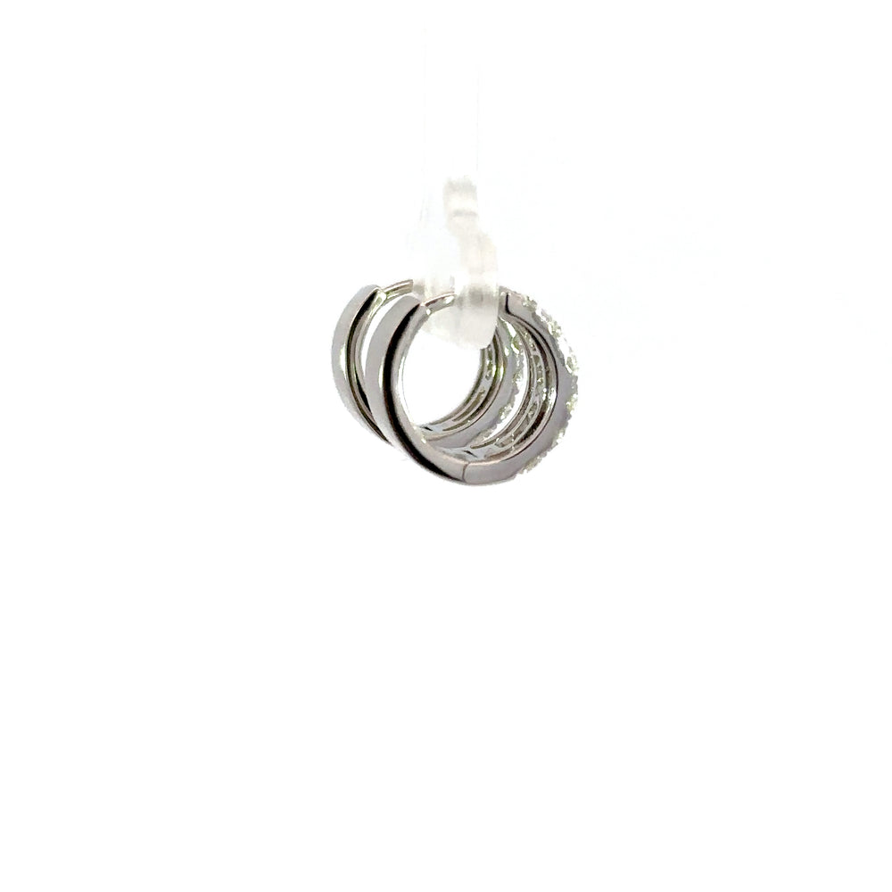 18K White Gold Diamond Huggies – Baguette & Round Diamond Earrings 2.10 Carat
