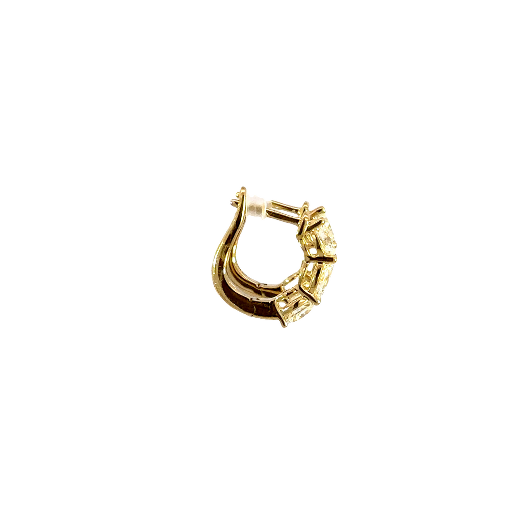 18K Yellow Gold Oval Diamond Hoop Earrings 1.90 Carat Total