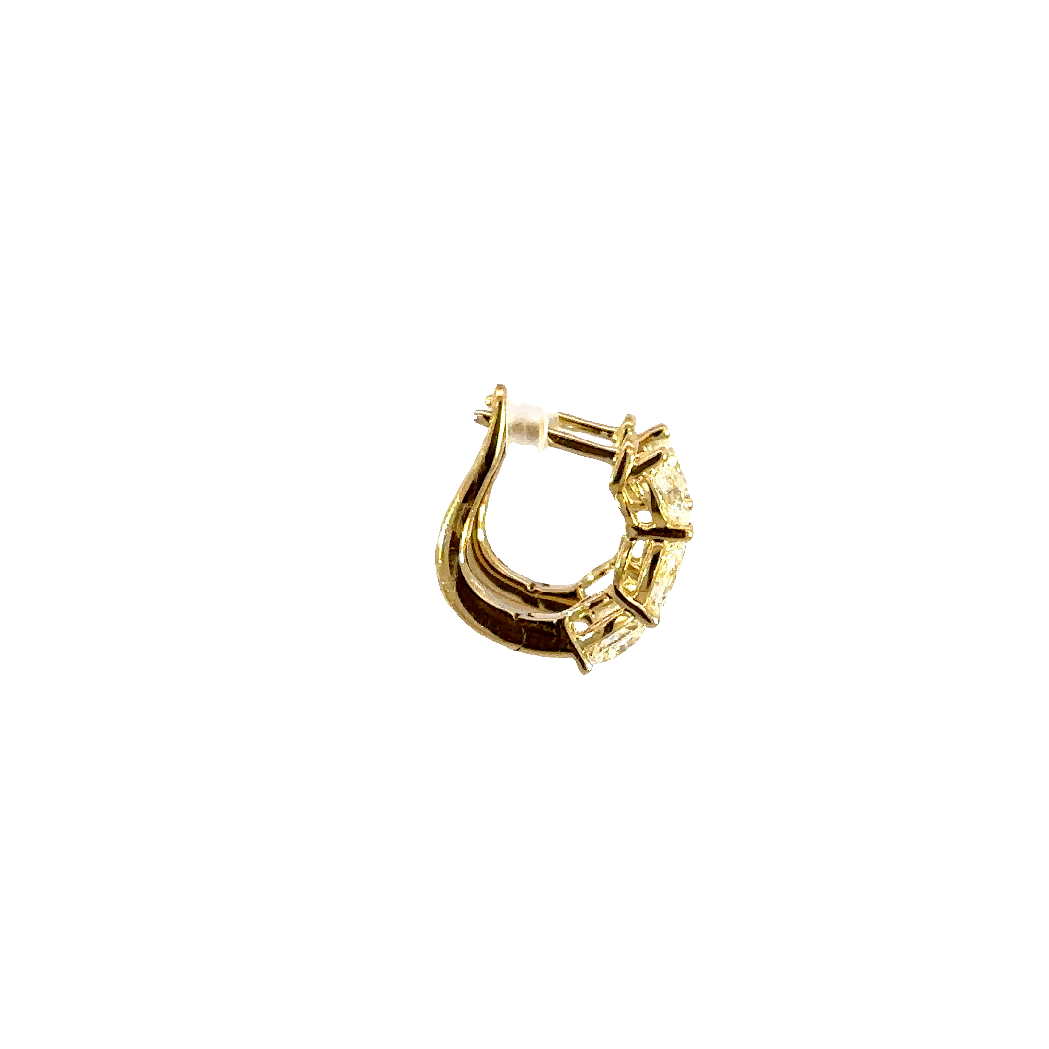 18K Yellow Gold Oval Diamond Hoop Earrings 1.90 Carat Total