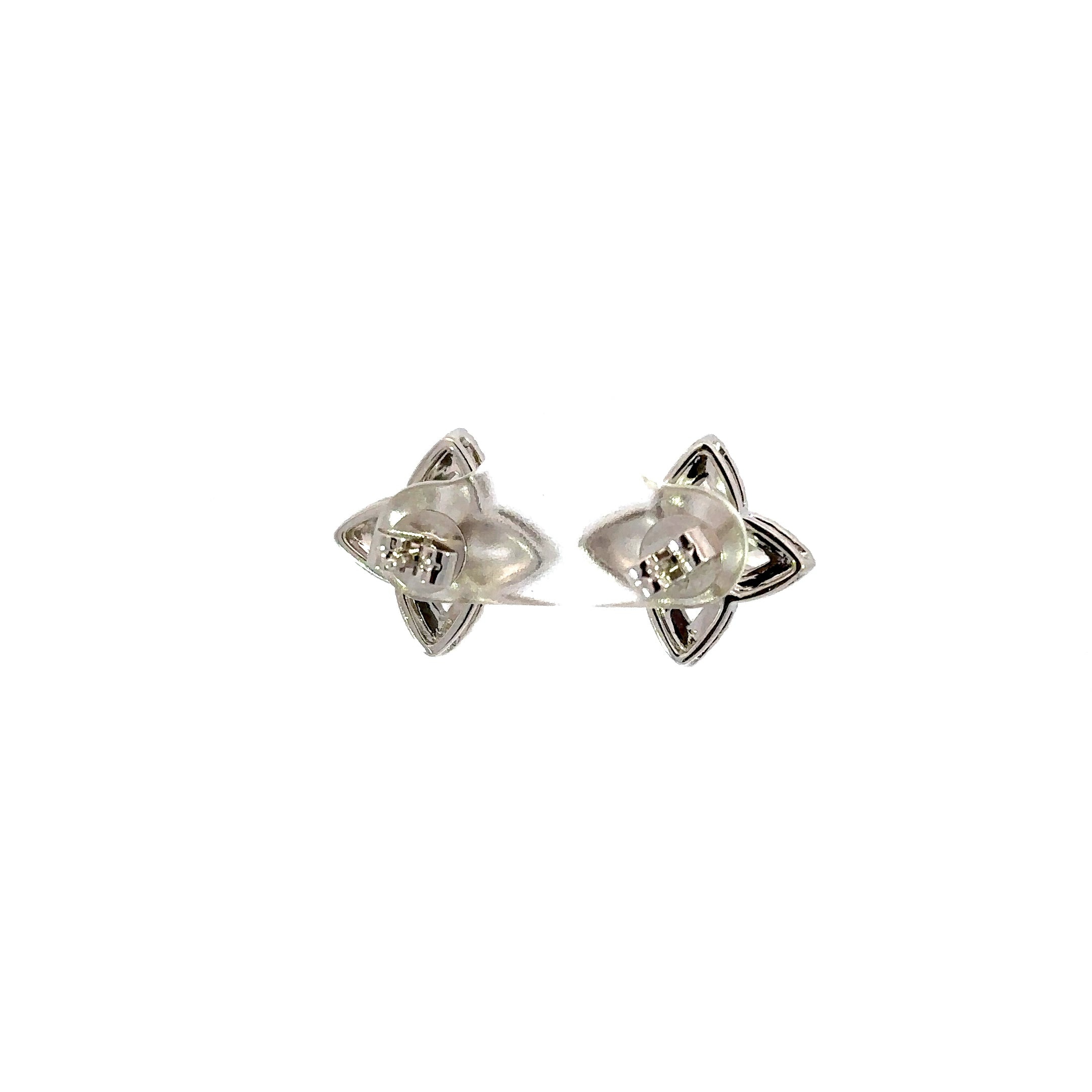 18K White Gold Pear Shape Diamond Flower Stud Earrings 2.15 Carat Total