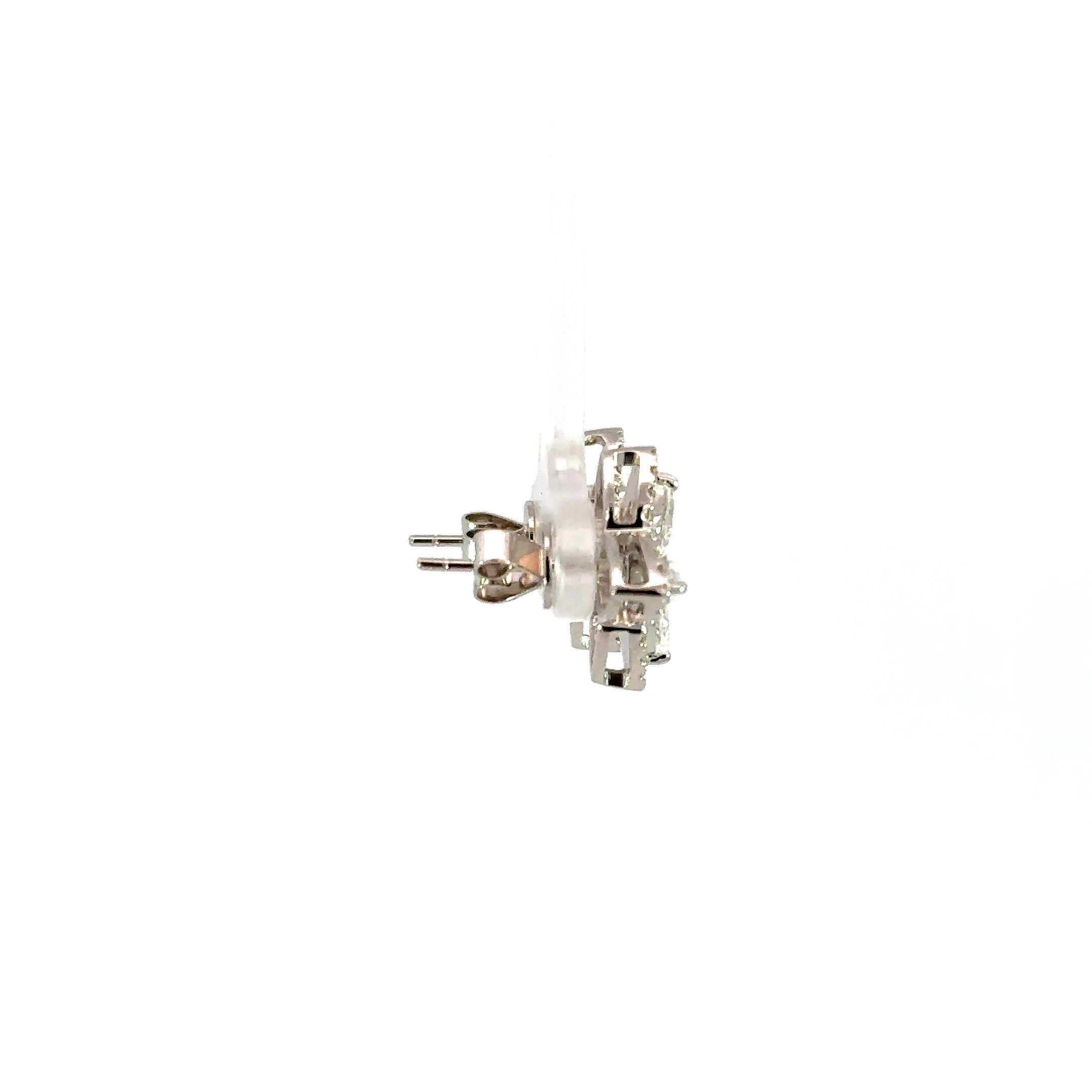 18K White Gold Pear Shape Diamond Flower Stud Earrings 2.15 Carat Total