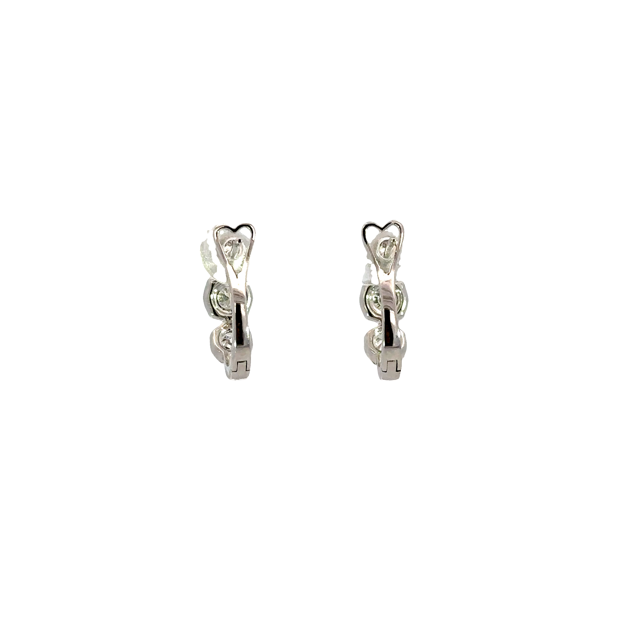 18K White Gold Diamond Oval Hoop Earrings 1.19 Carat Total