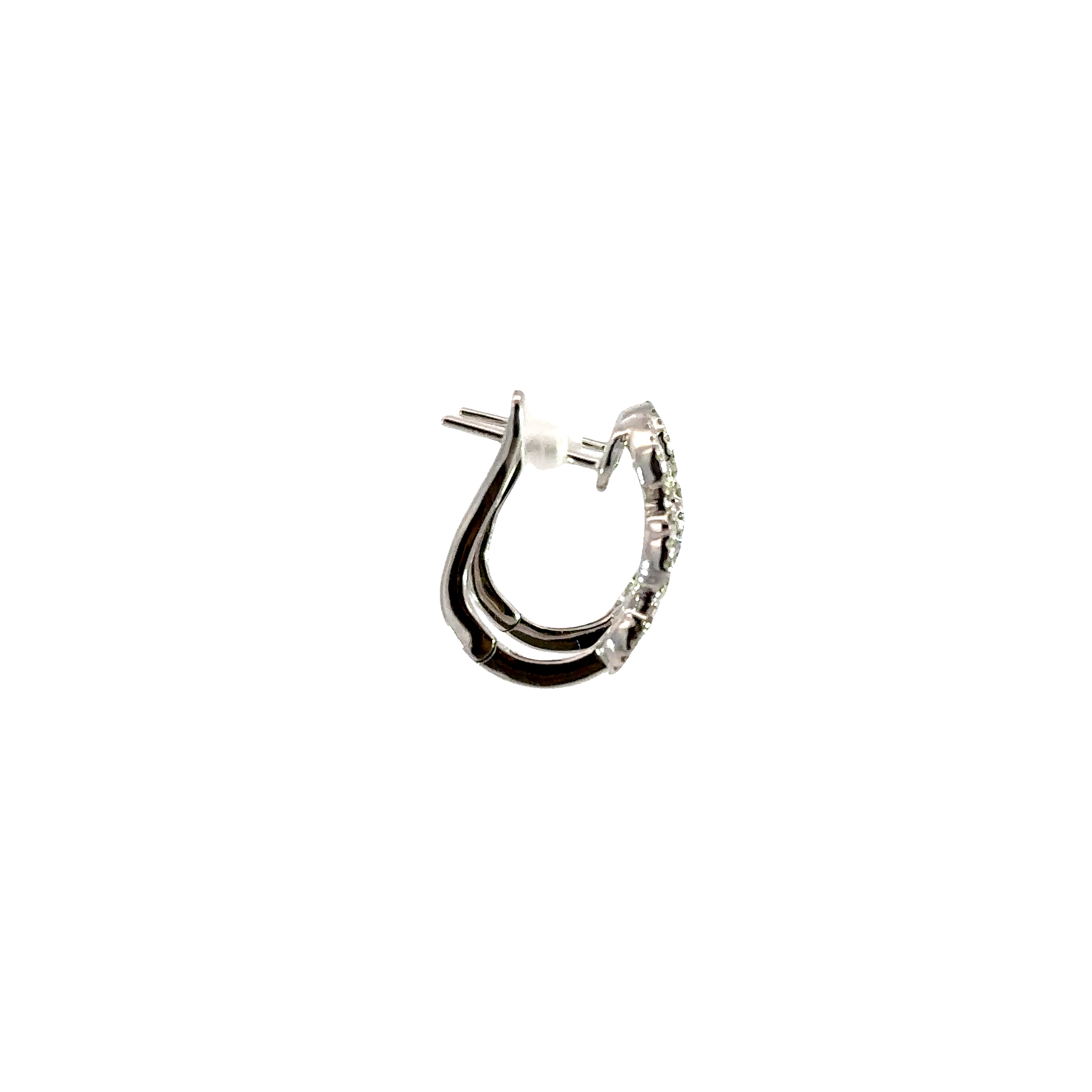18K White Gold Diamond Oval Hoop Earrings 1.19 Carat Total