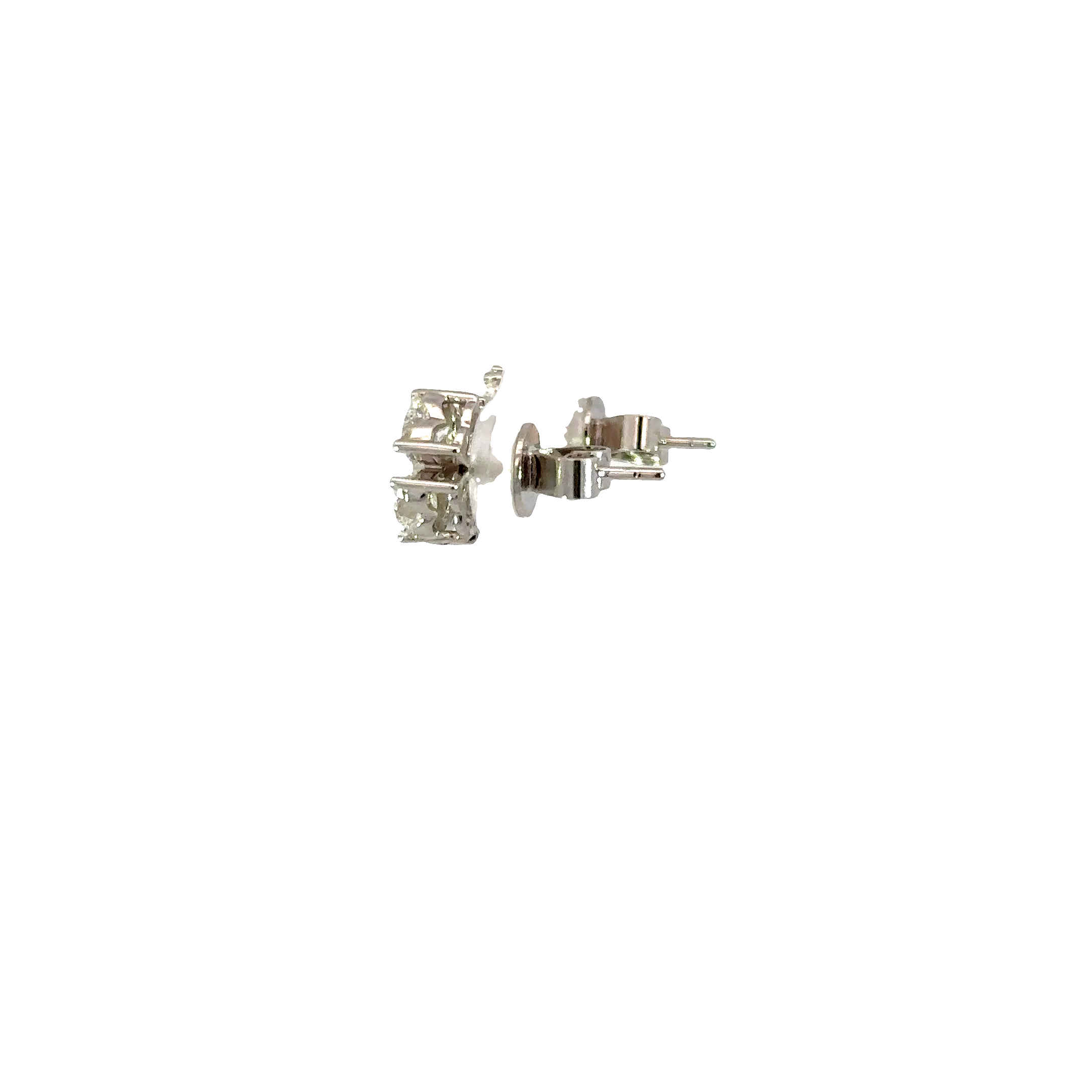 18K White Gold Heart Shape Diamond Flower Stud Earrings 2.00 Carat Total