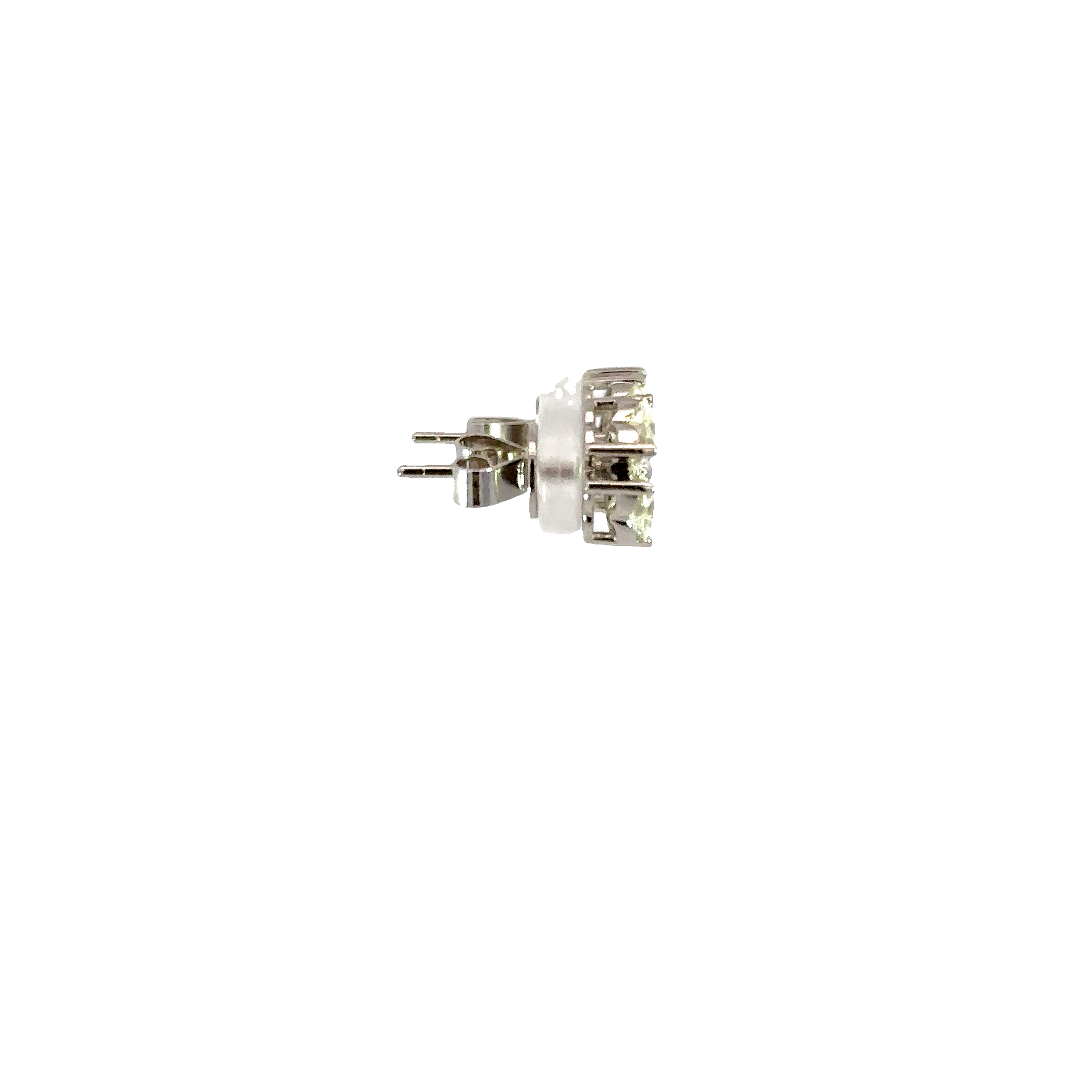 18K White Gold Heart Shape Diamond Flower Stud Earrings 2.00 Carat Total