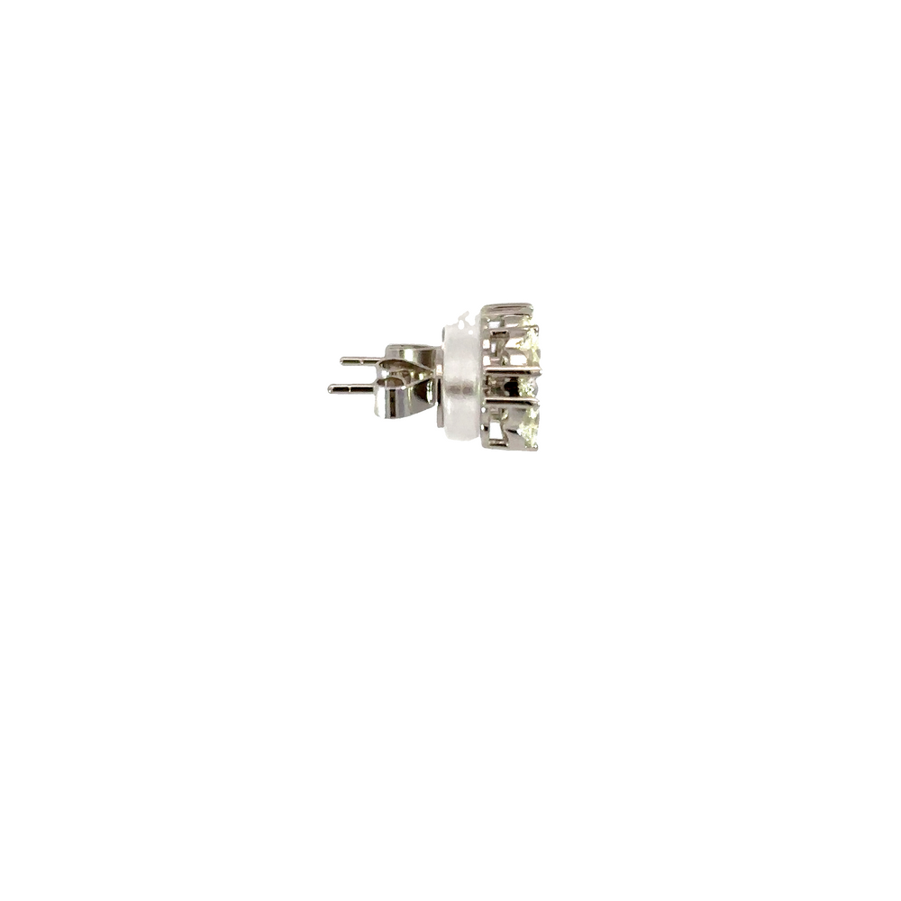 18K White Gold Heart Shape Diamond Flower Stud Earrings 2.00 Carat Total