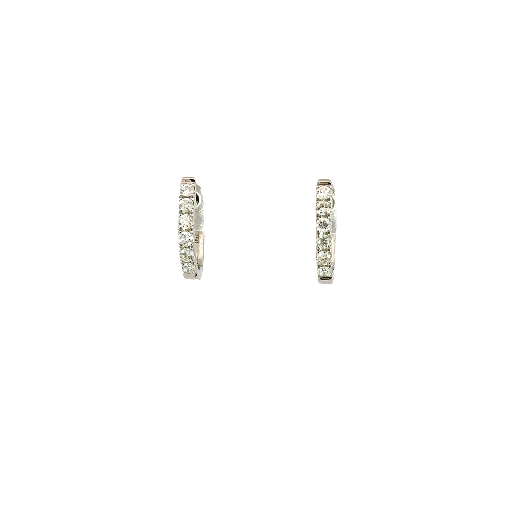 18K White Gold Diamond Huggie Earrings