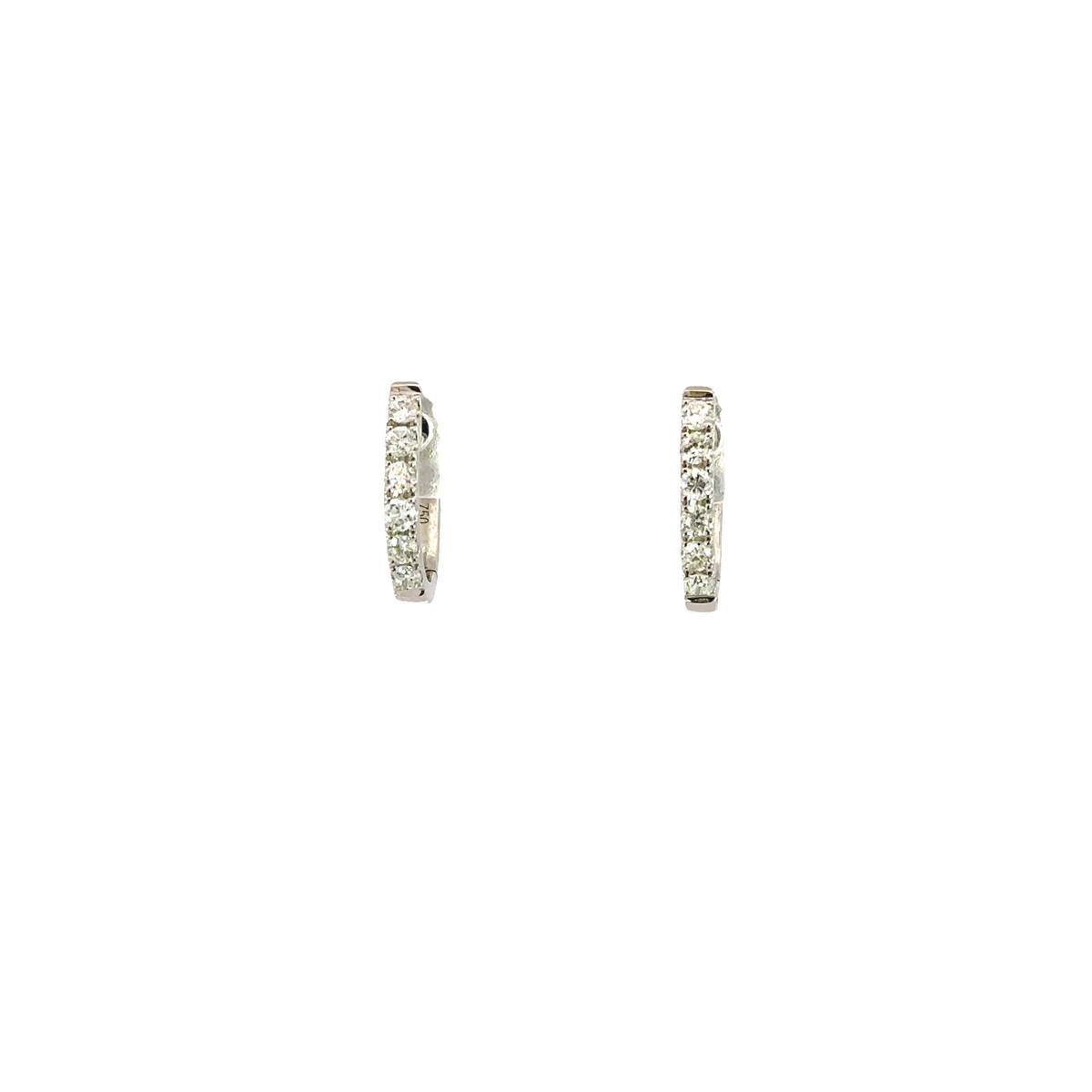 18K White Gold Diamond Huggie Earrings