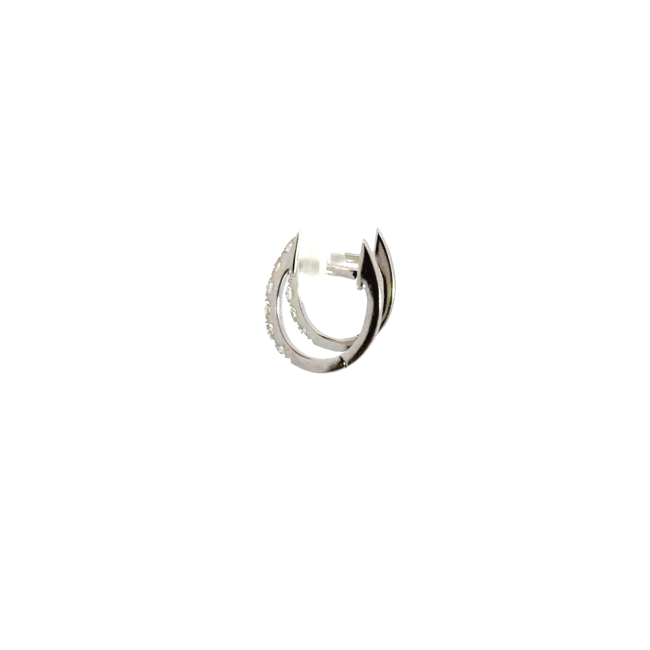 18K White Gold Diamond Huggie Earrings