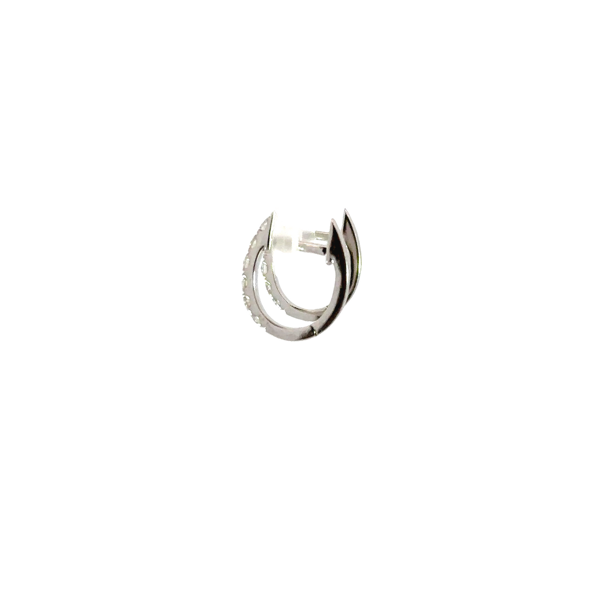 18K White Gold Diamond Huggie Earrings