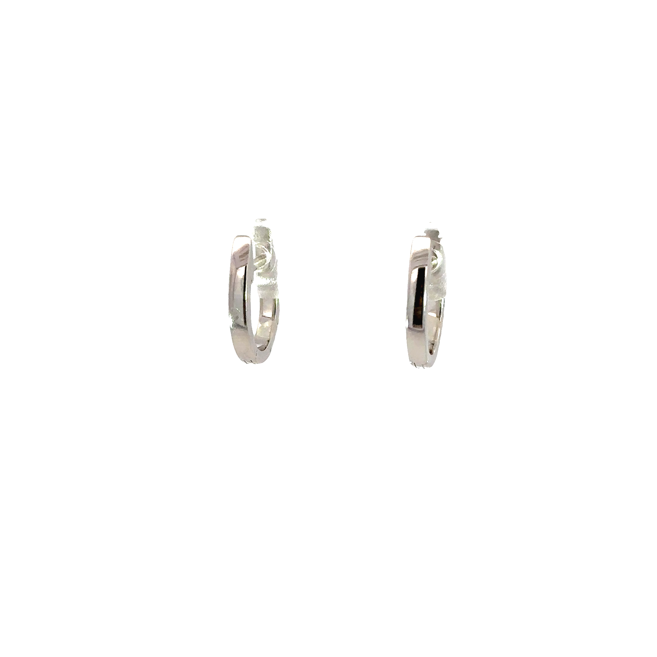 18K White Gold Diamond Huggie Earrings