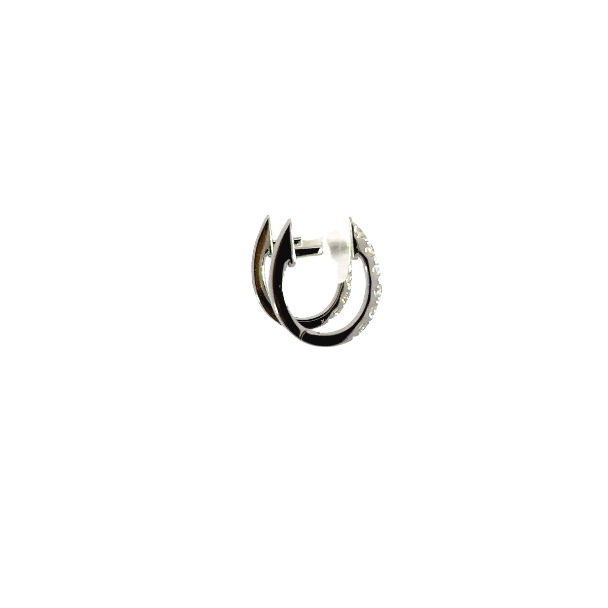 18K White Gold Diamond Huggie Earrings