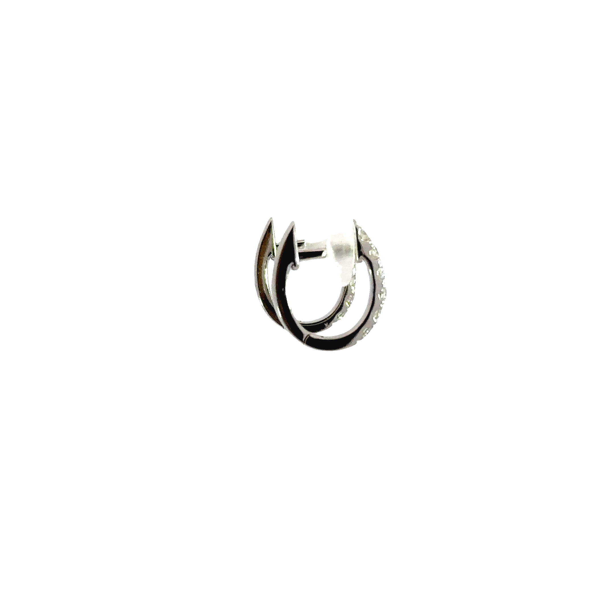 18K White Gold Diamond Huggie Earrings