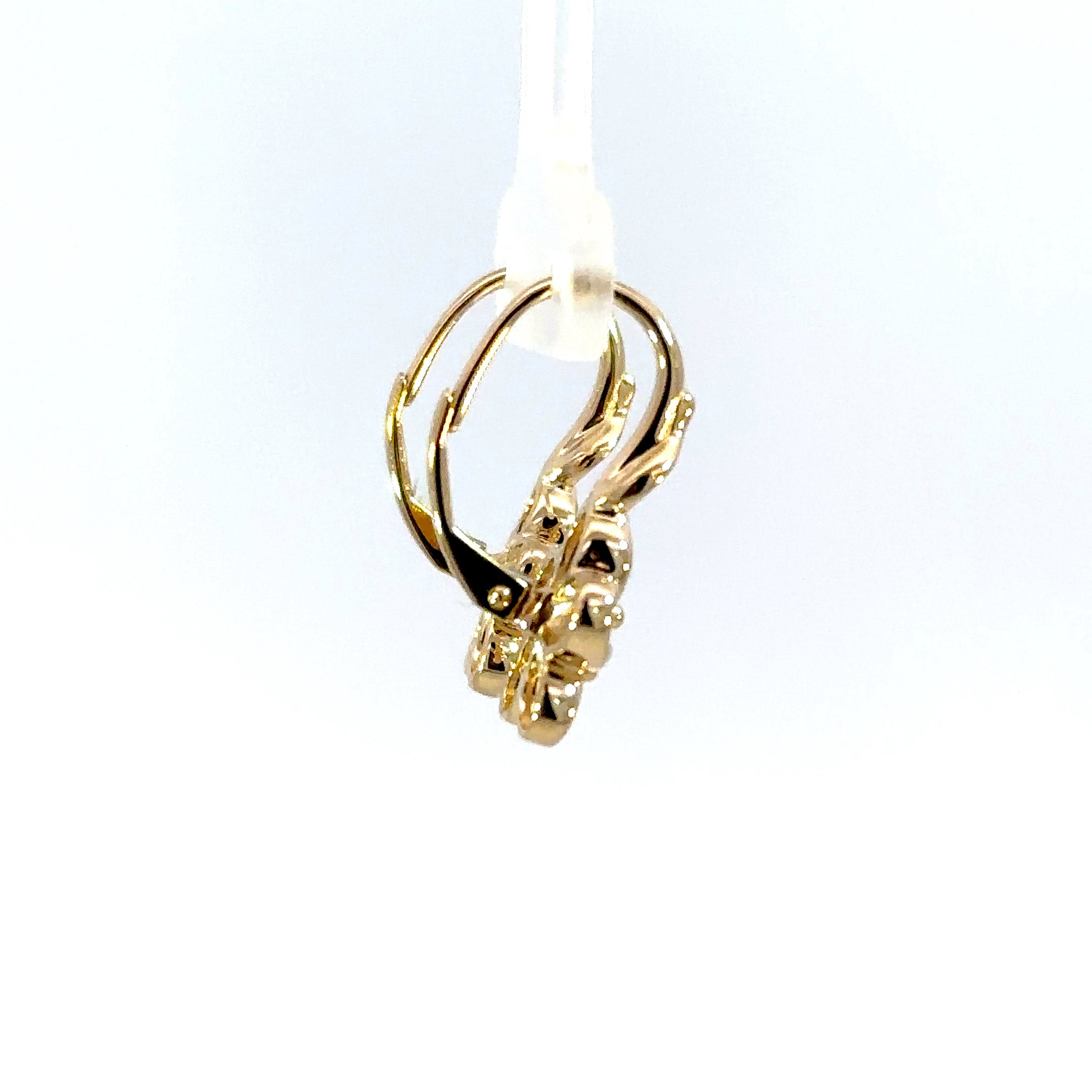 14K Yellow Gold Diamond Plumeria Flower Drop Earrings