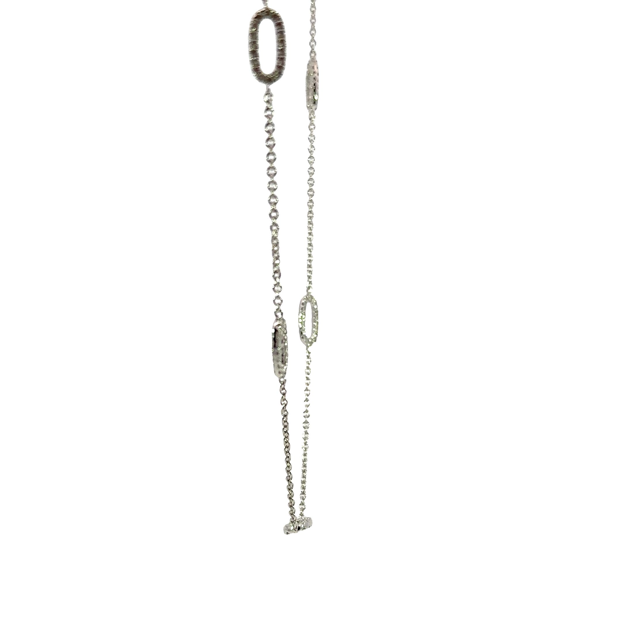 18K White Gold Double-Sided Pavé Diamond Oval Link Necklace 2.00 Carat Total