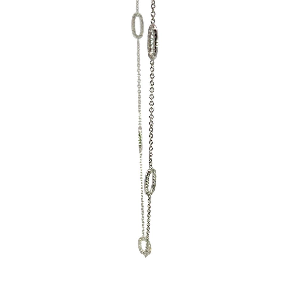 18K White Gold Double-Sided Pavé Diamond Oval Link Necklace 2.00 Carat Total