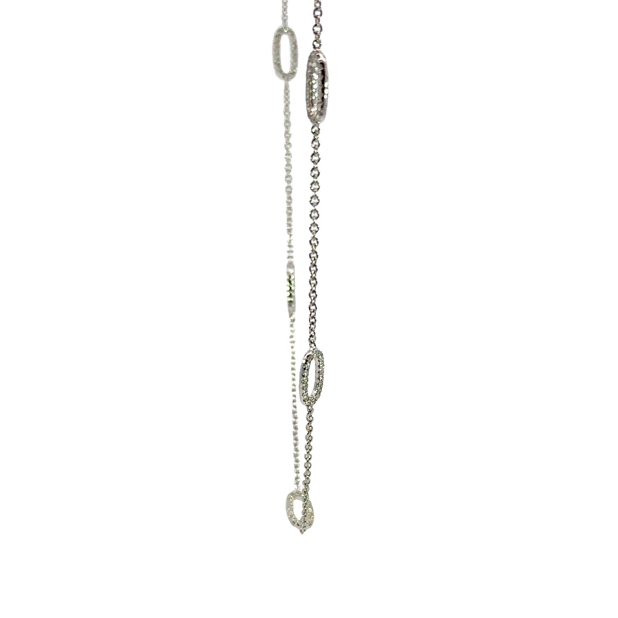 18K White Gold Double-Sided Pavé Diamond Oval Link Necklace 2.00 Carat Total