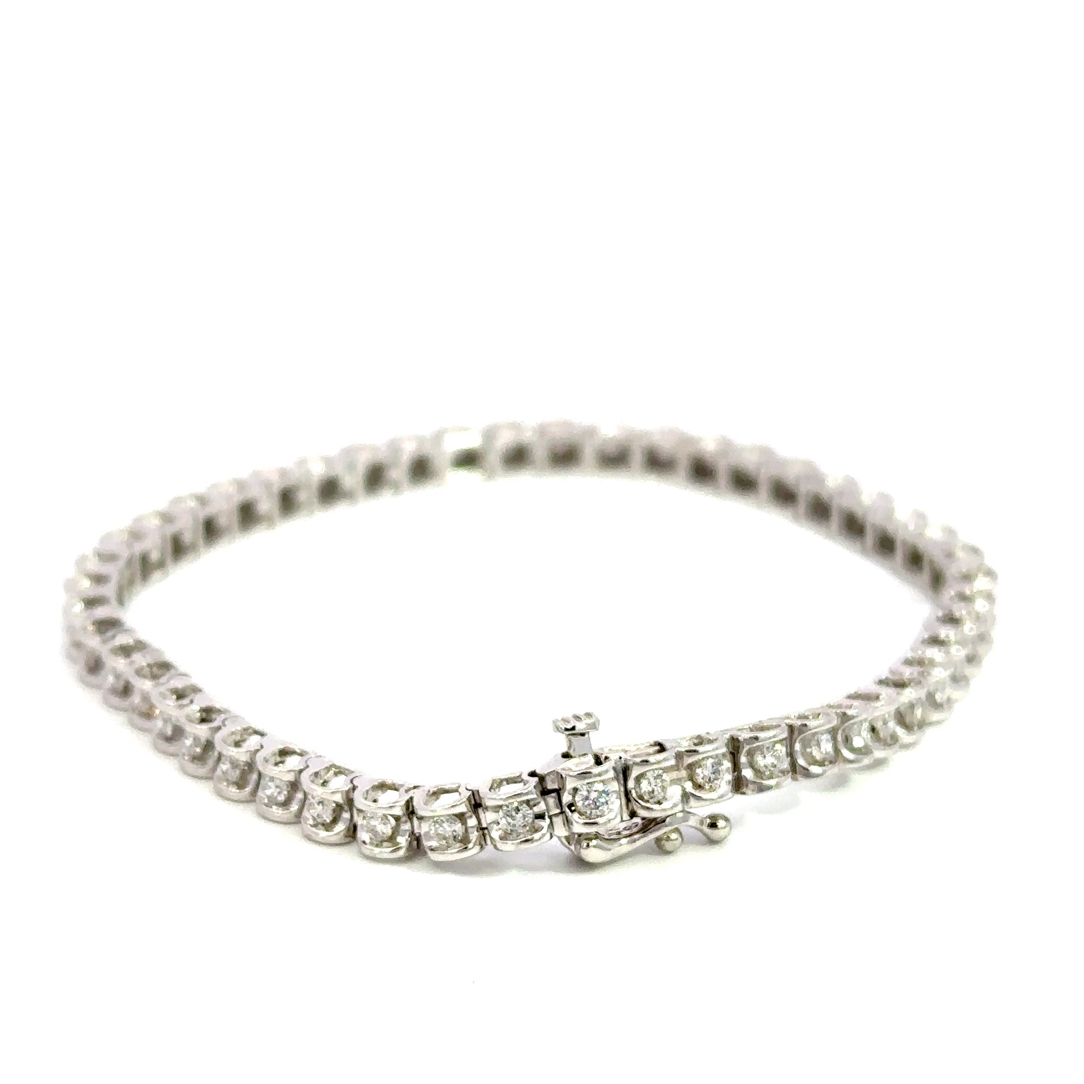 14K White Gold Diamond Tennis Bracelet 1.50 Carat Total