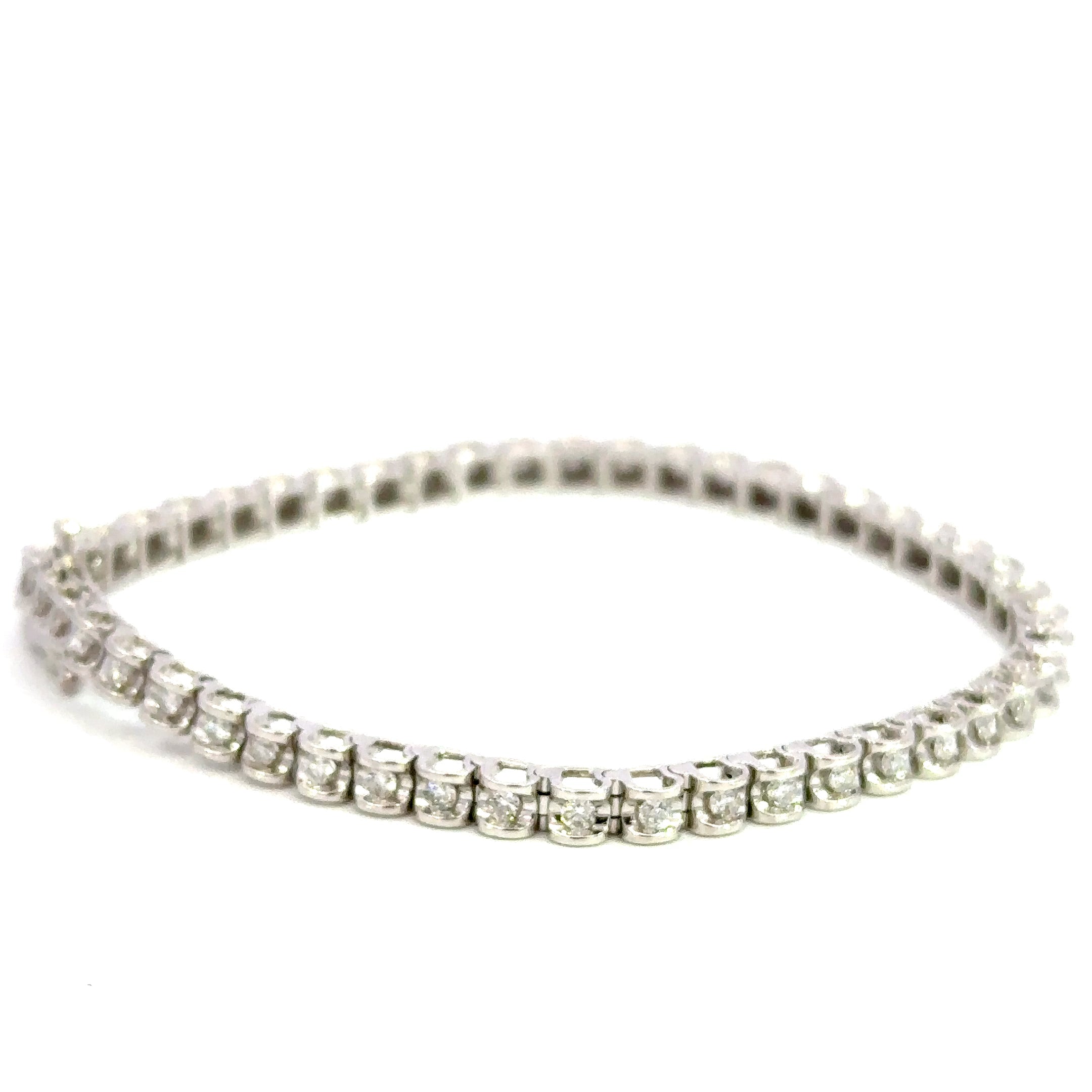 14K White Gold Diamond Tennis Bracelet 1.50 Carat Total