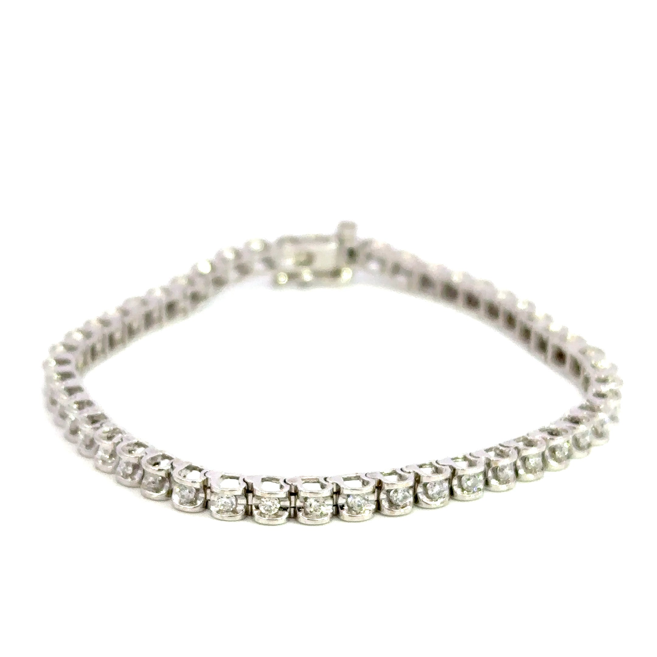 14K White Gold Diamond Tennis Bracelet 1.50 Carat Total