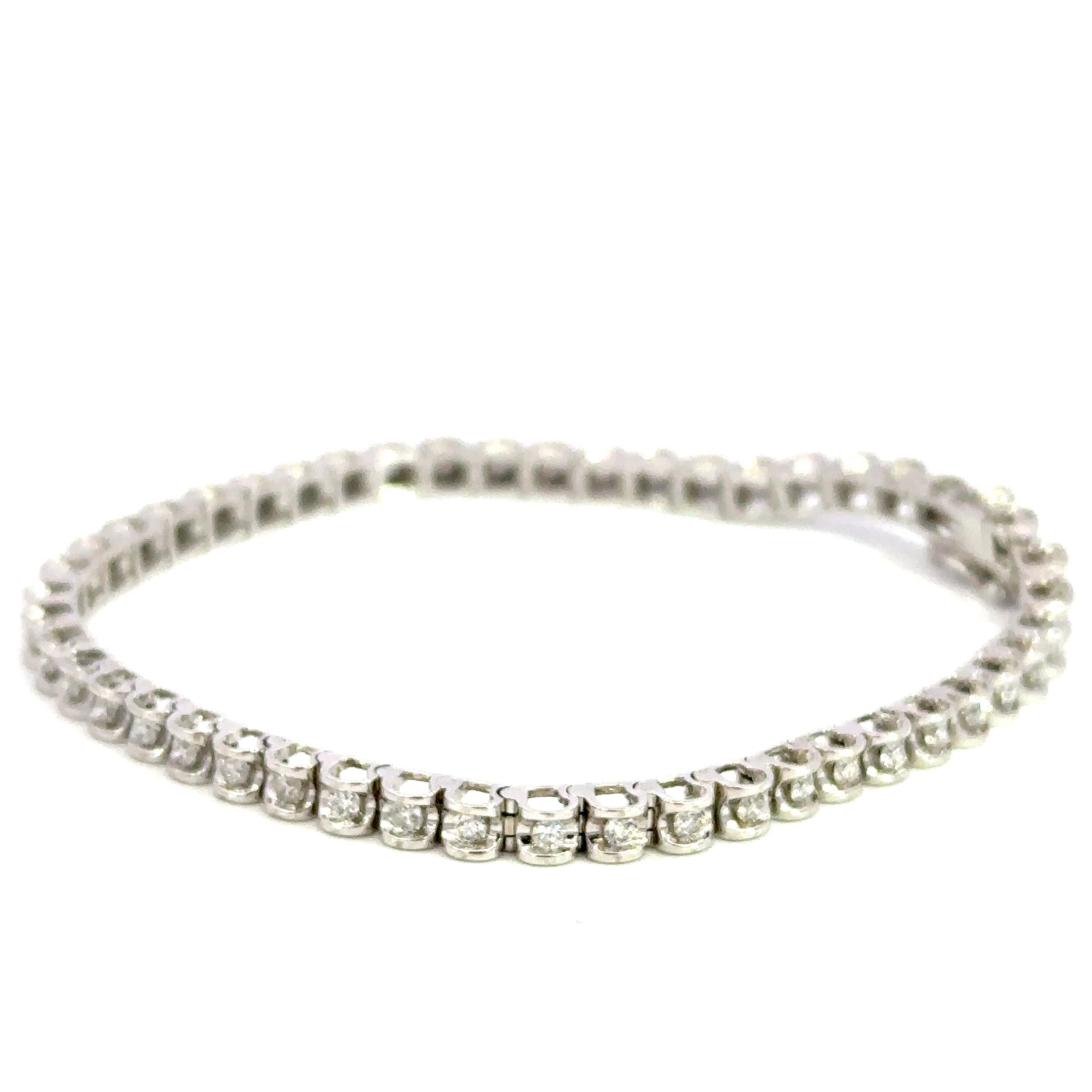 14K White Gold Diamond Tennis Bracelet 1.50 Carat Total