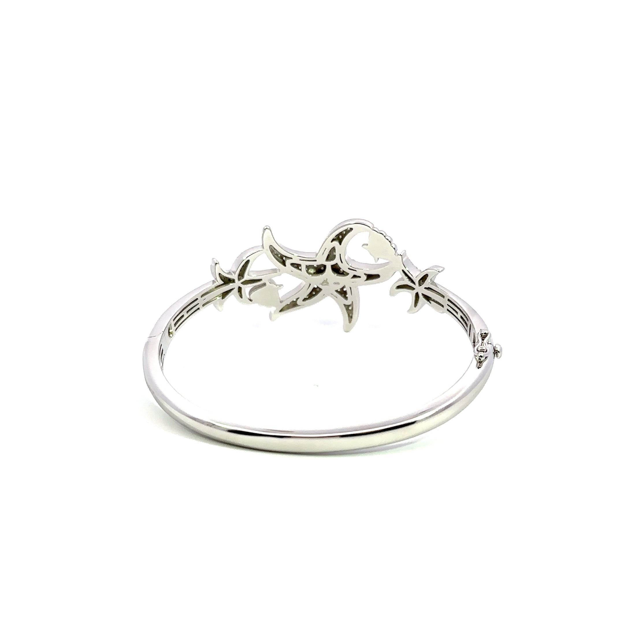 Starfish Bangle Bracelet Silver with White Topaz Coastal Design