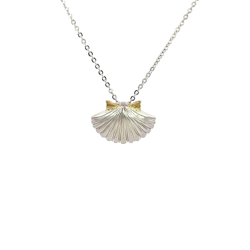 Sterling Silver & 14K Yellow Gold Seashell Pendant Necklace