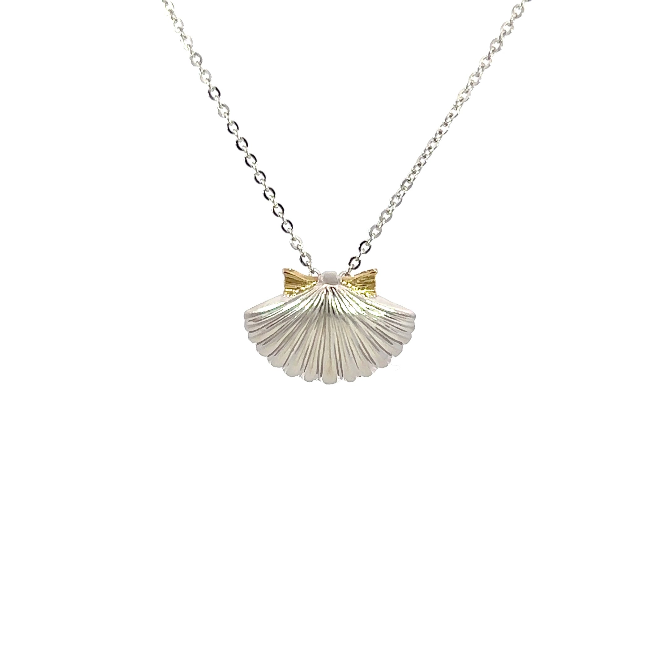 Sterling Silver & 14K Yellow Gold Seashell Pendant Necklace