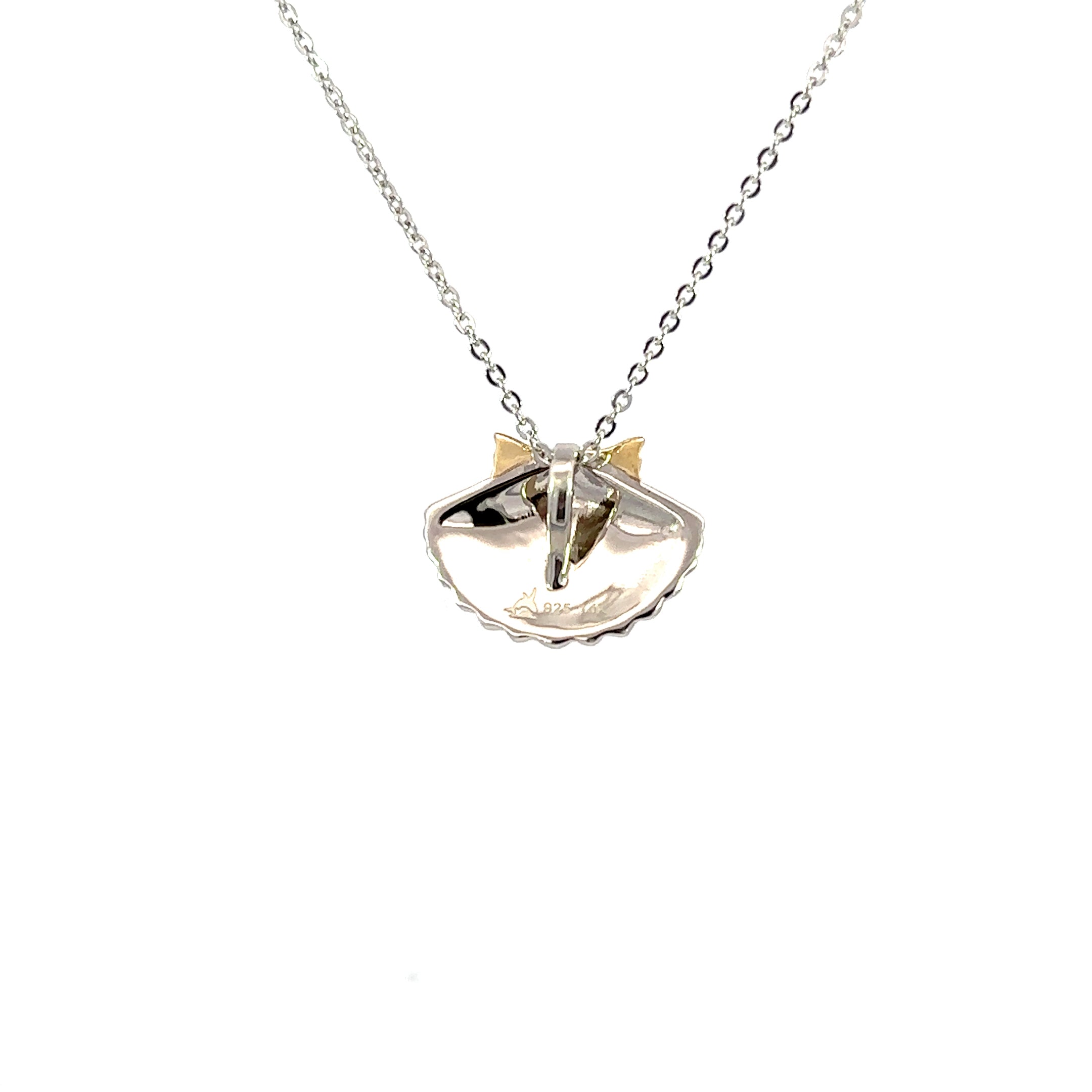 Sterling Silver & 14K Yellow Gold Seashell Pendant Necklace