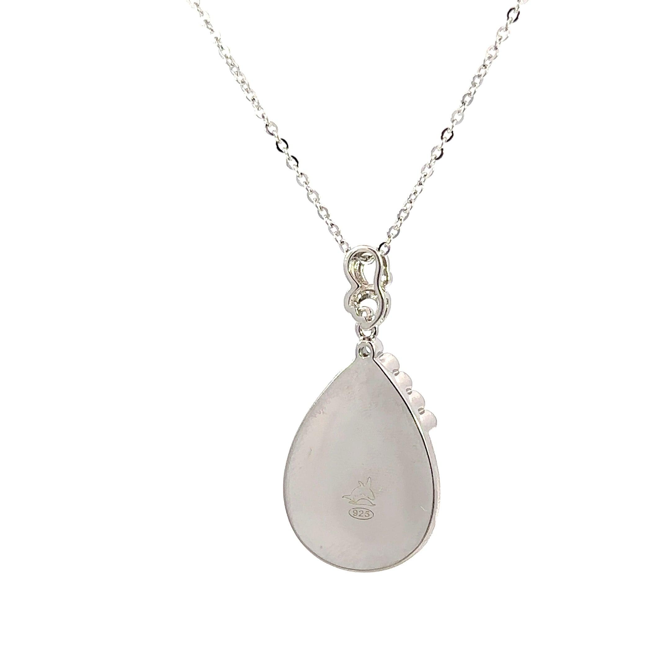 Sterling Silver Larimar “Tears of Joy” Pendant with Blue Topaz Necklace