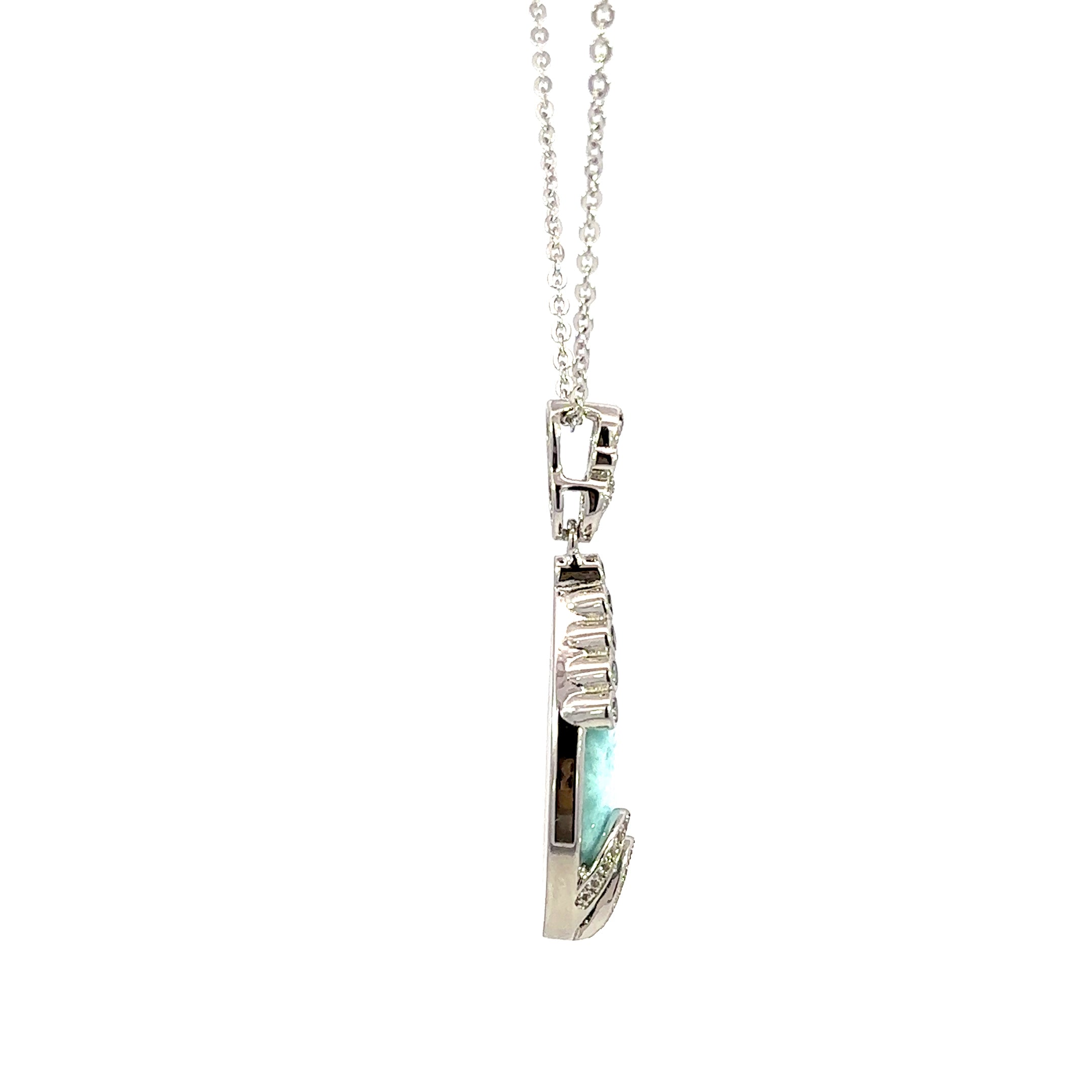 Sterling Silver Larimar “Tears of Joy” Pendant with Blue Topaz Necklace