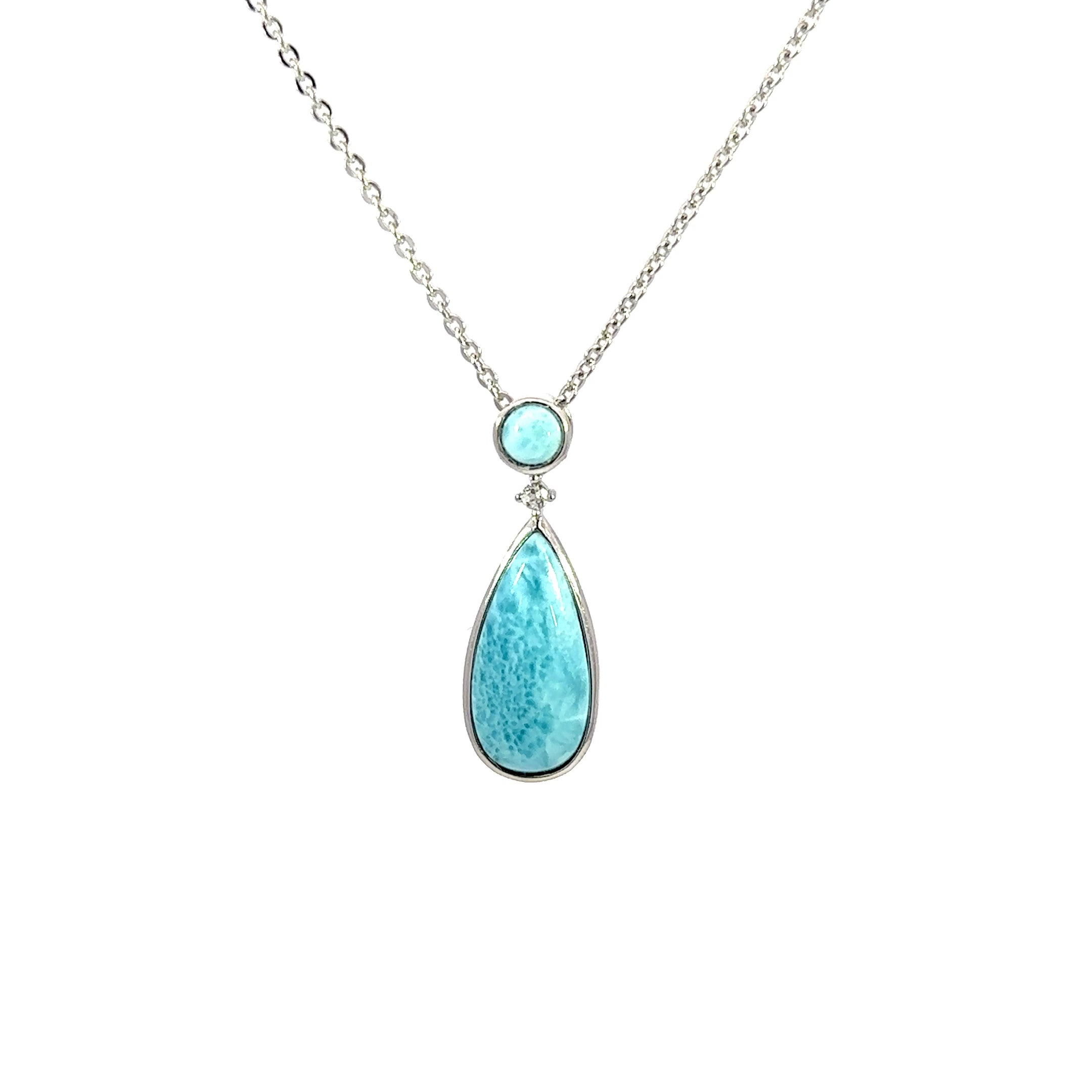 Sterling Silver Larimar Teardrop Pendant Necklace