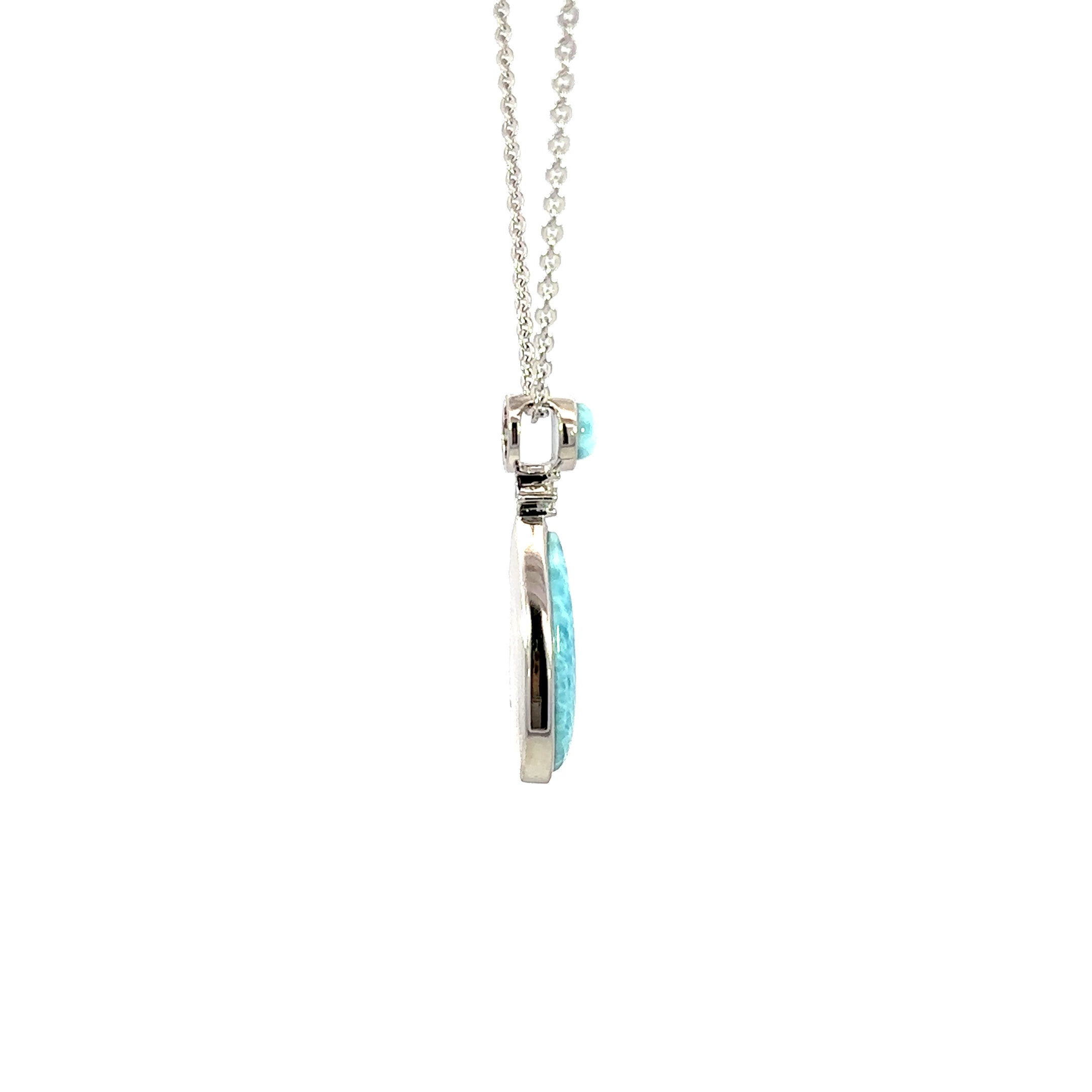 Sterling Silver Larimar Teardrop Pendant Necklace