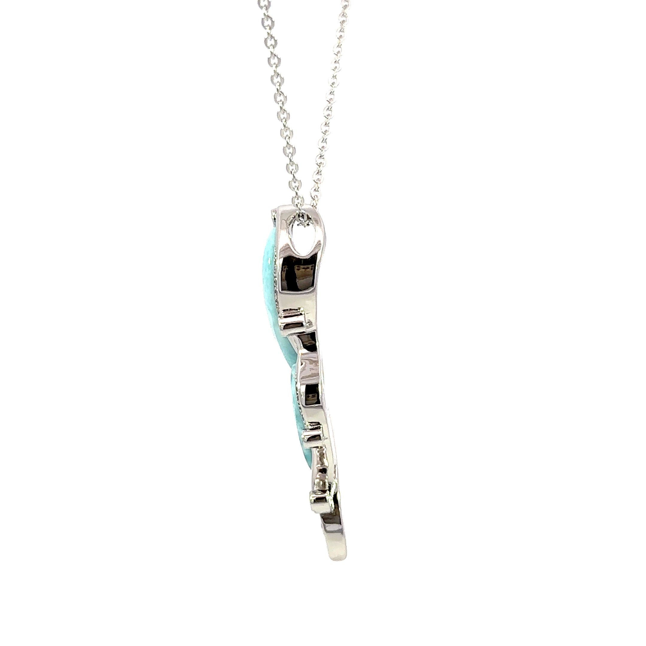 Larimar & White Topaz Necklace Sterling Silver Artistic Swirl Pendant