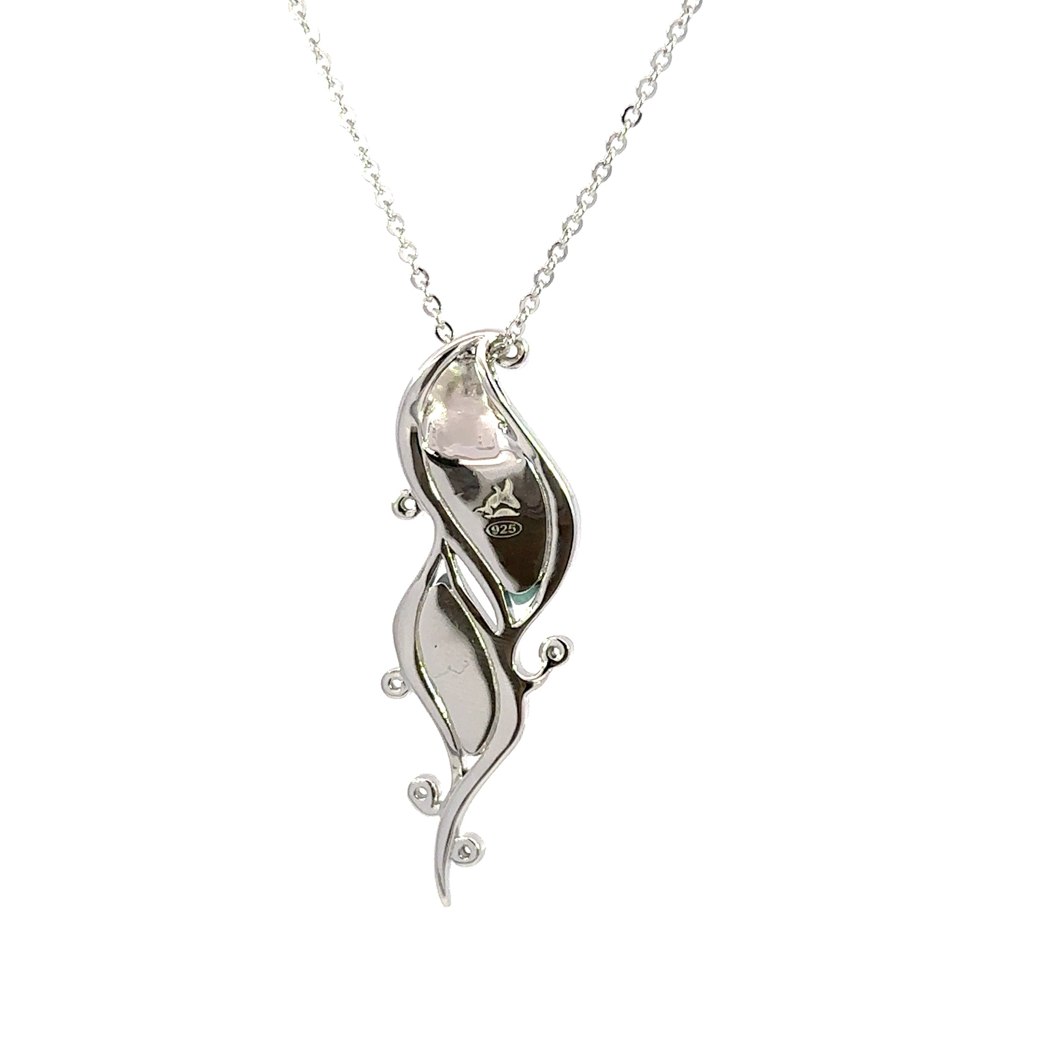 Larimar & White Topaz Necklace Sterling Silver Artistic Swirl Pendant
