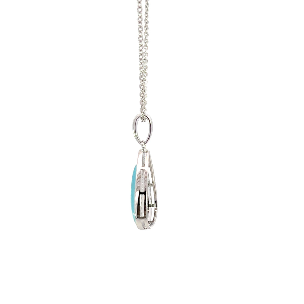 Larimar Teardrop Triangle Necklace Sterling Silver with Topaz Accents