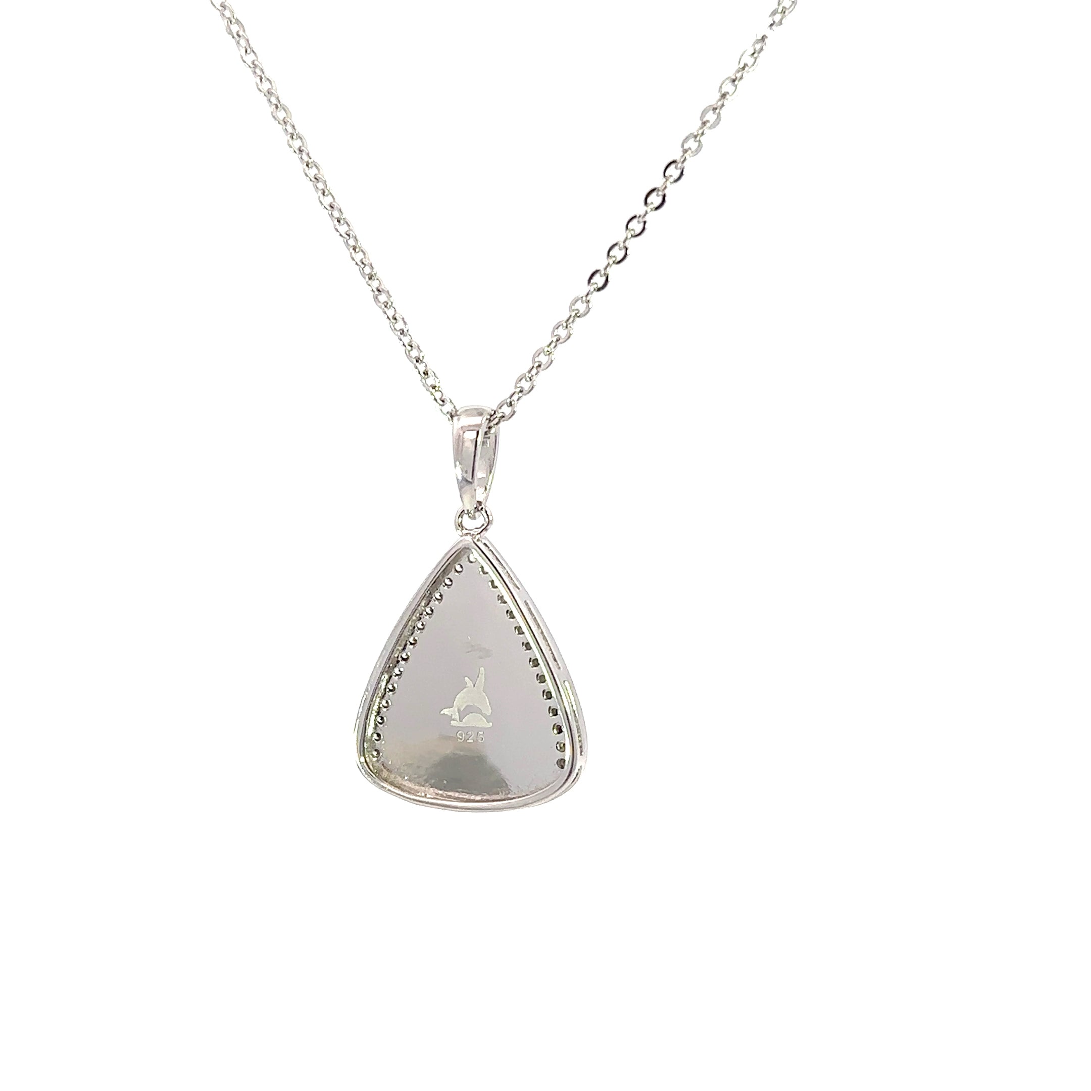 Larimar Teardrop Triangle Necklace Sterling Silver with Topaz Accents