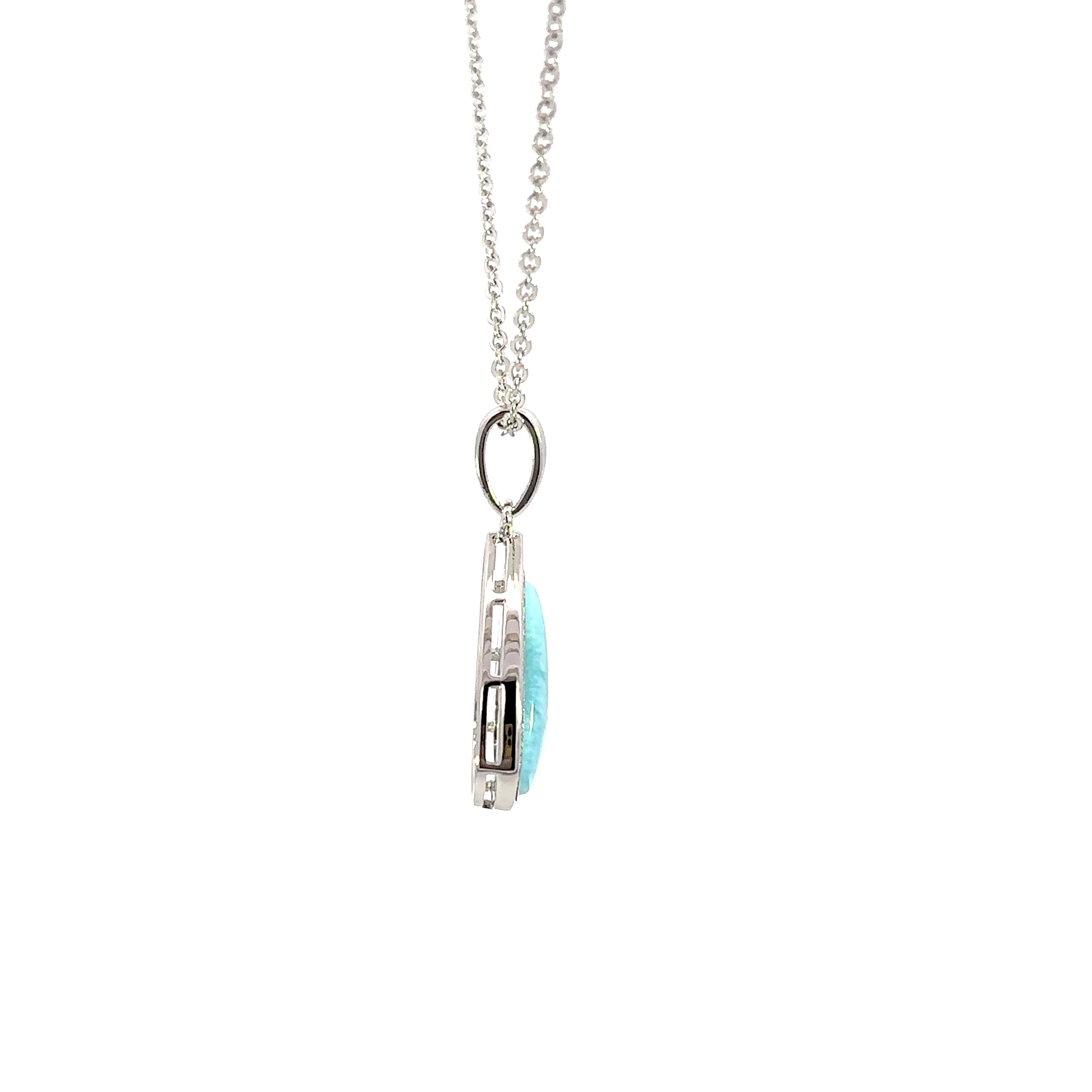 Larimar Teardrop Triangle Necklace Sterling Silver with Topaz Accents
