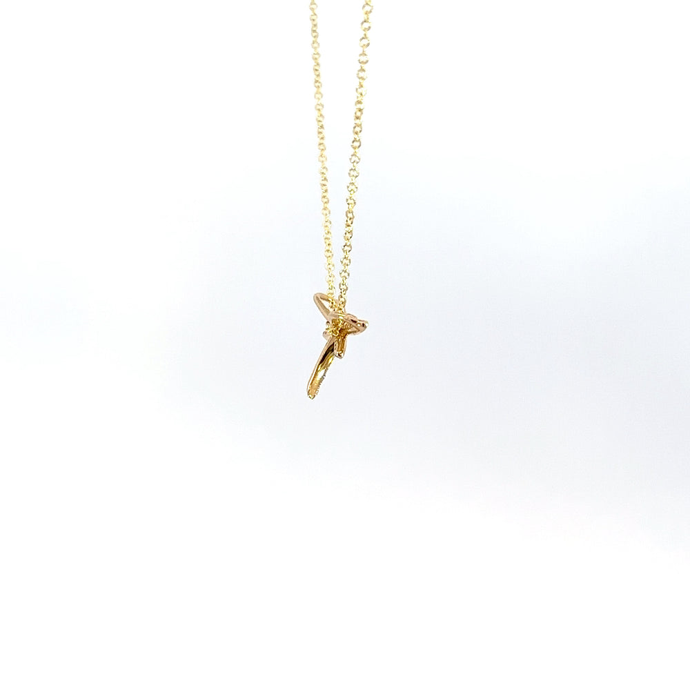 14K Yellow Gold Diamond Dragonfly Necklace
