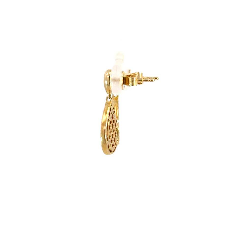 14K Yellow Gold Diamond Pear Shape Drop Earrings