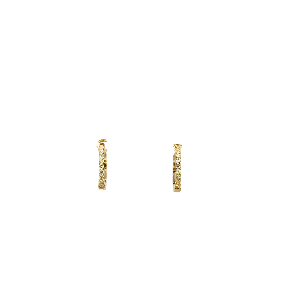 14K Yellow Gold Diamond Small Hoop Earrings