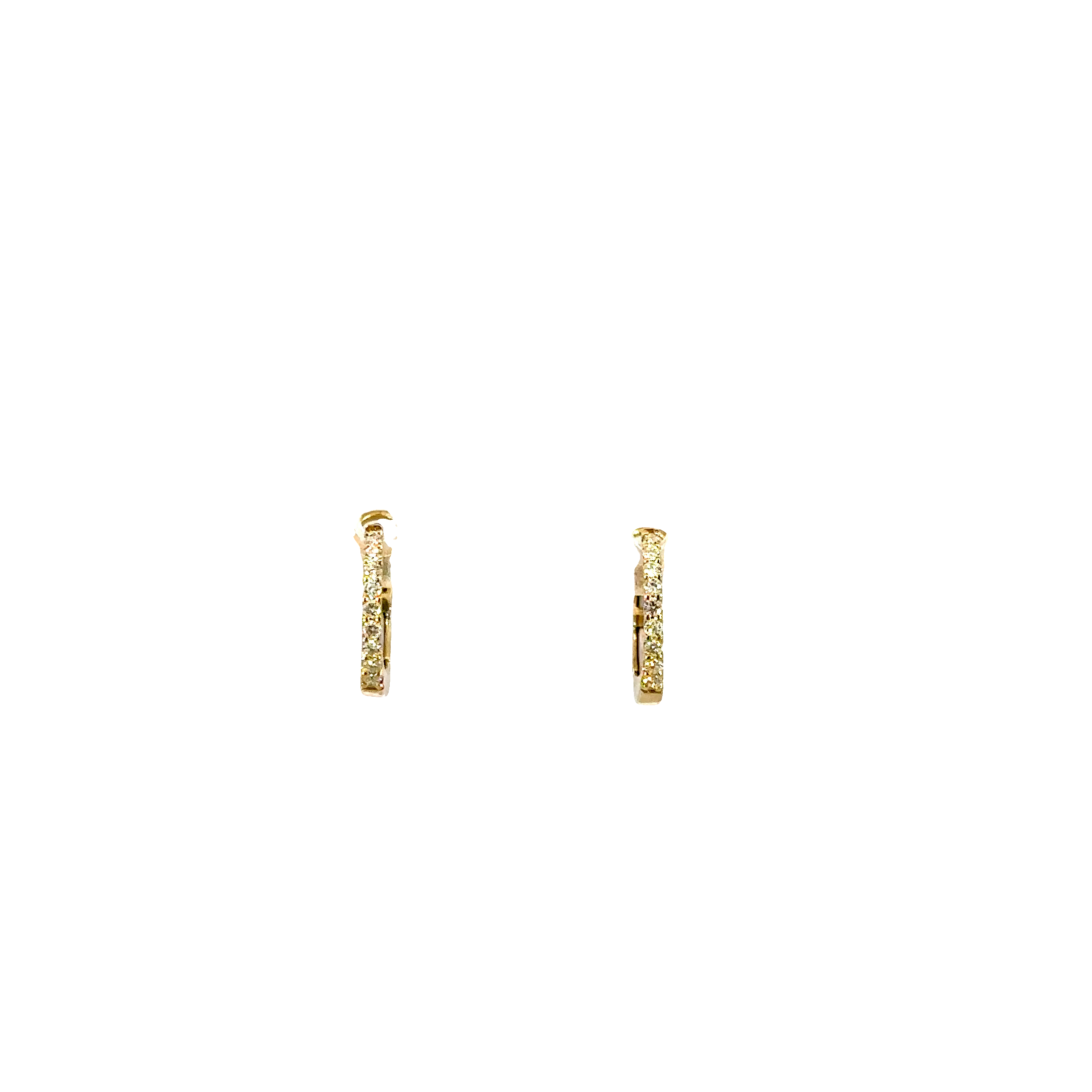14K Yellow Gold Diamond Small Hoop Earrings