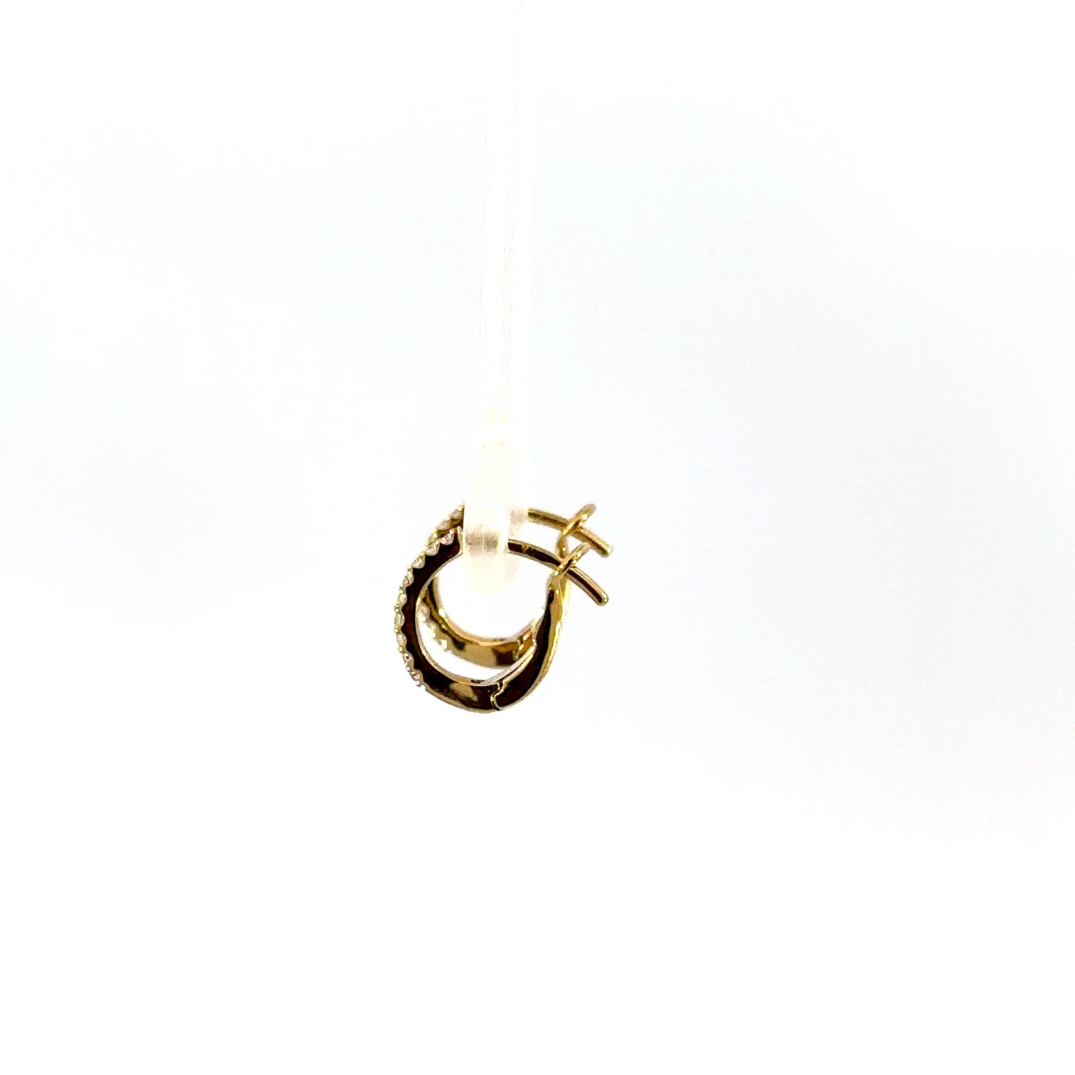 14K Yellow Gold Diamond Small Hoop Earrings