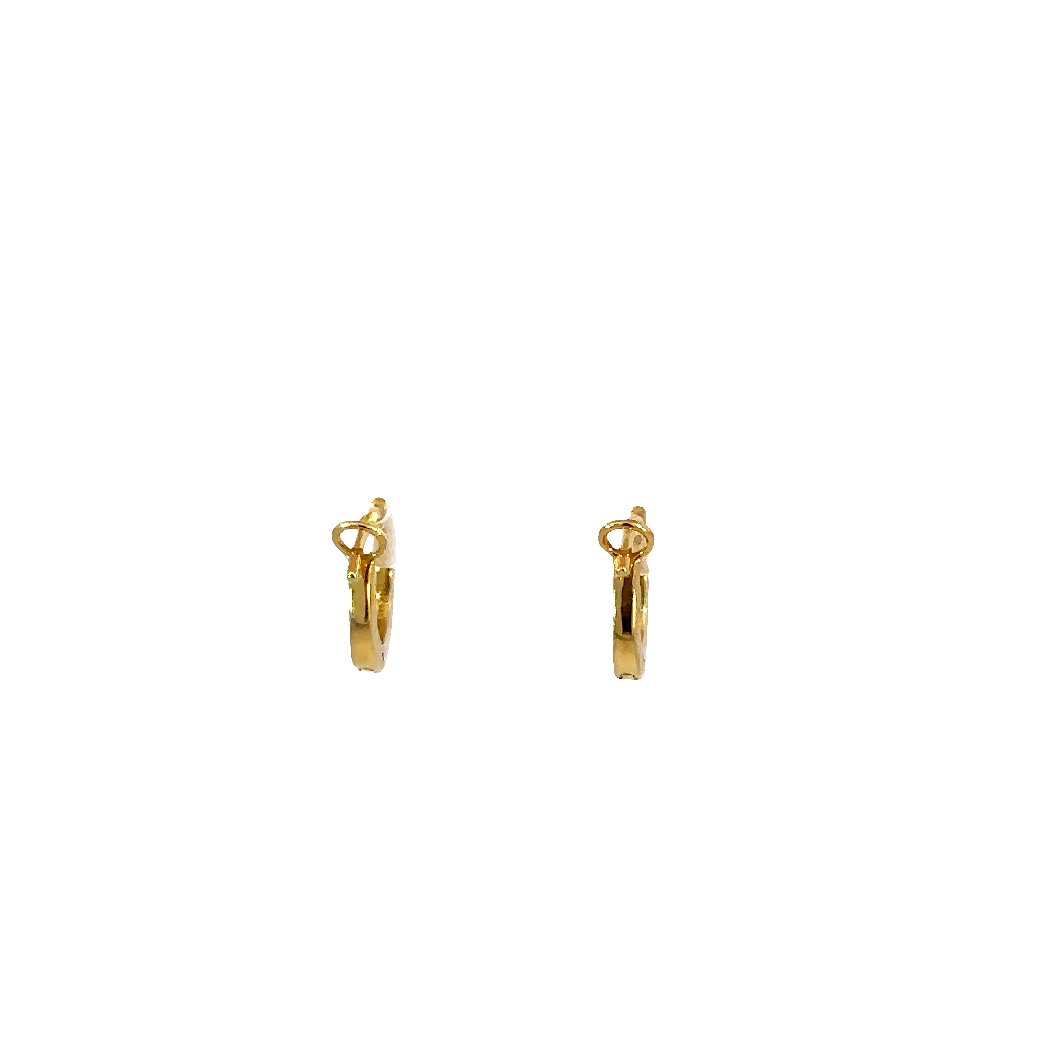 14K Yellow Gold Diamond Small Hoop Earrings