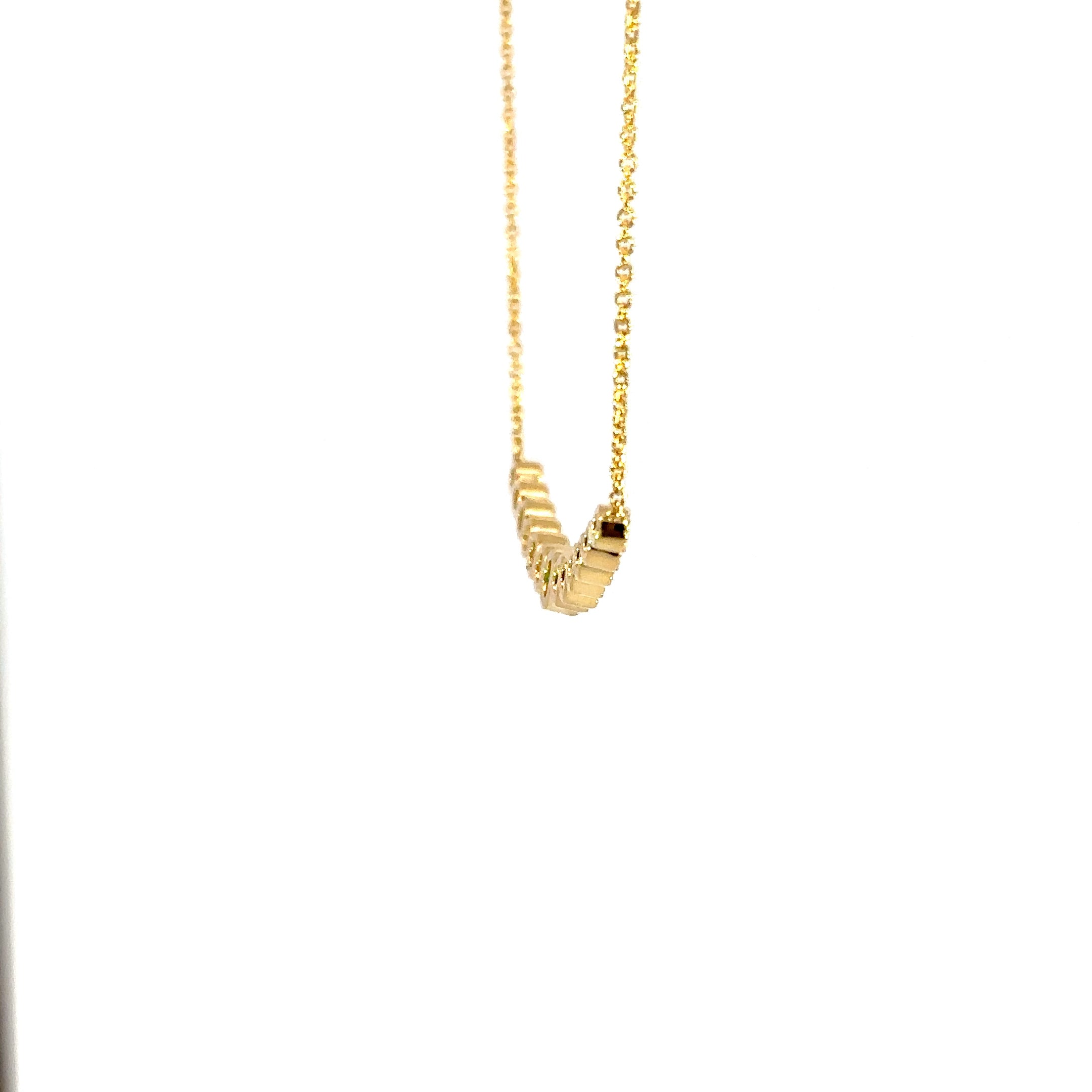 18K Yellow Gold Emerald & Diamond Bezel Gradient Smile Necklace