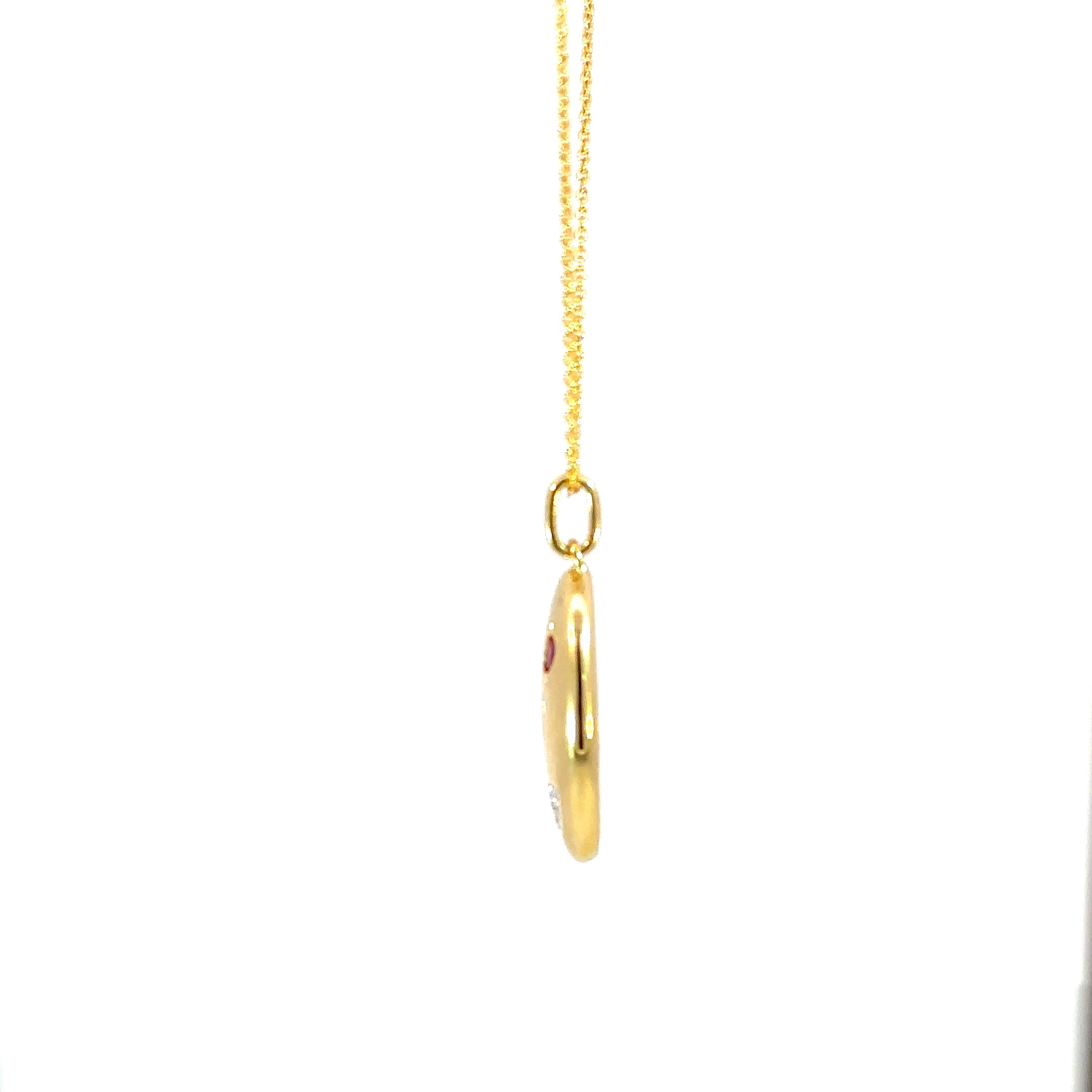 18K Gold Ruby Flower Necklace with Diamonds – Elegant Floral Pendant