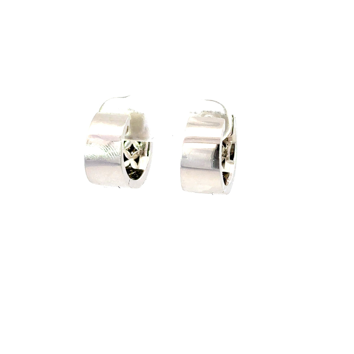 18K White Gold Black & White Diamond Huggie Earrings 1.25 Carat Total