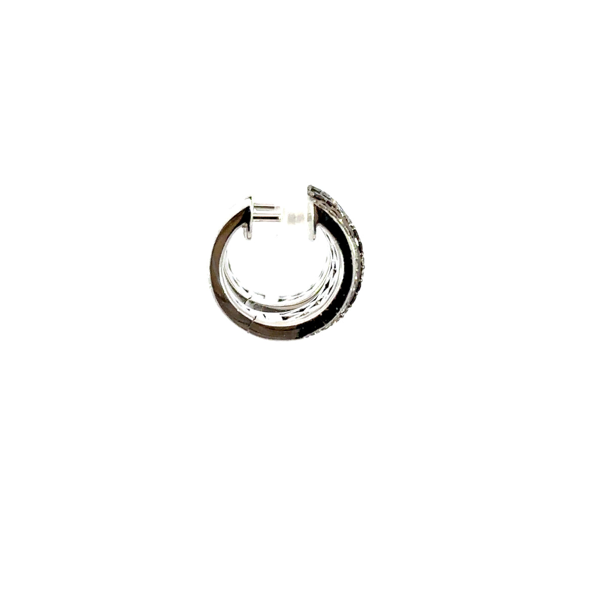 18K White Gold Black & White Diamond Huggie Earrings 1.25 Carat Total