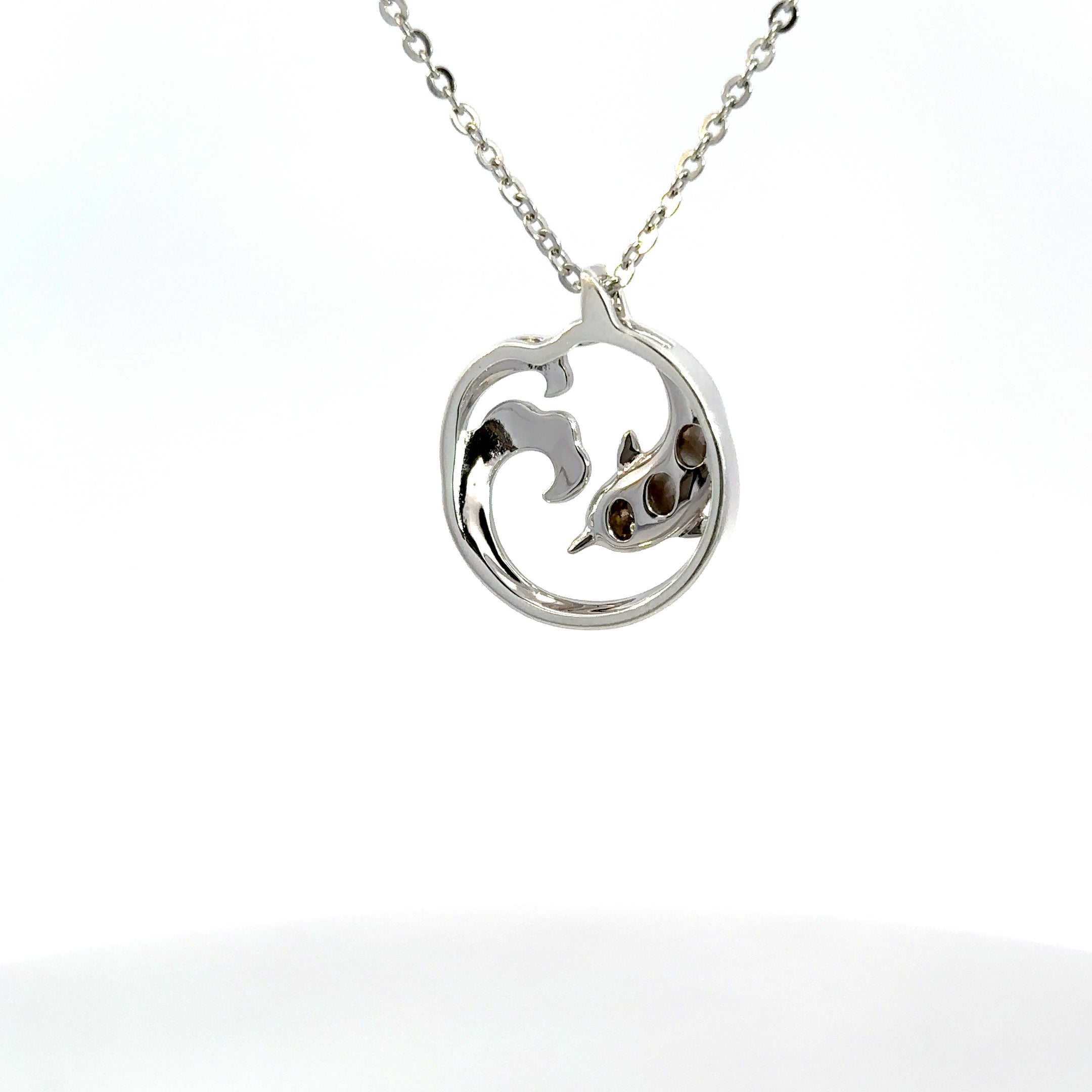 Sterling Silver & 14K Yellow Gold Dolphin Pendant Necklace with Diamonds